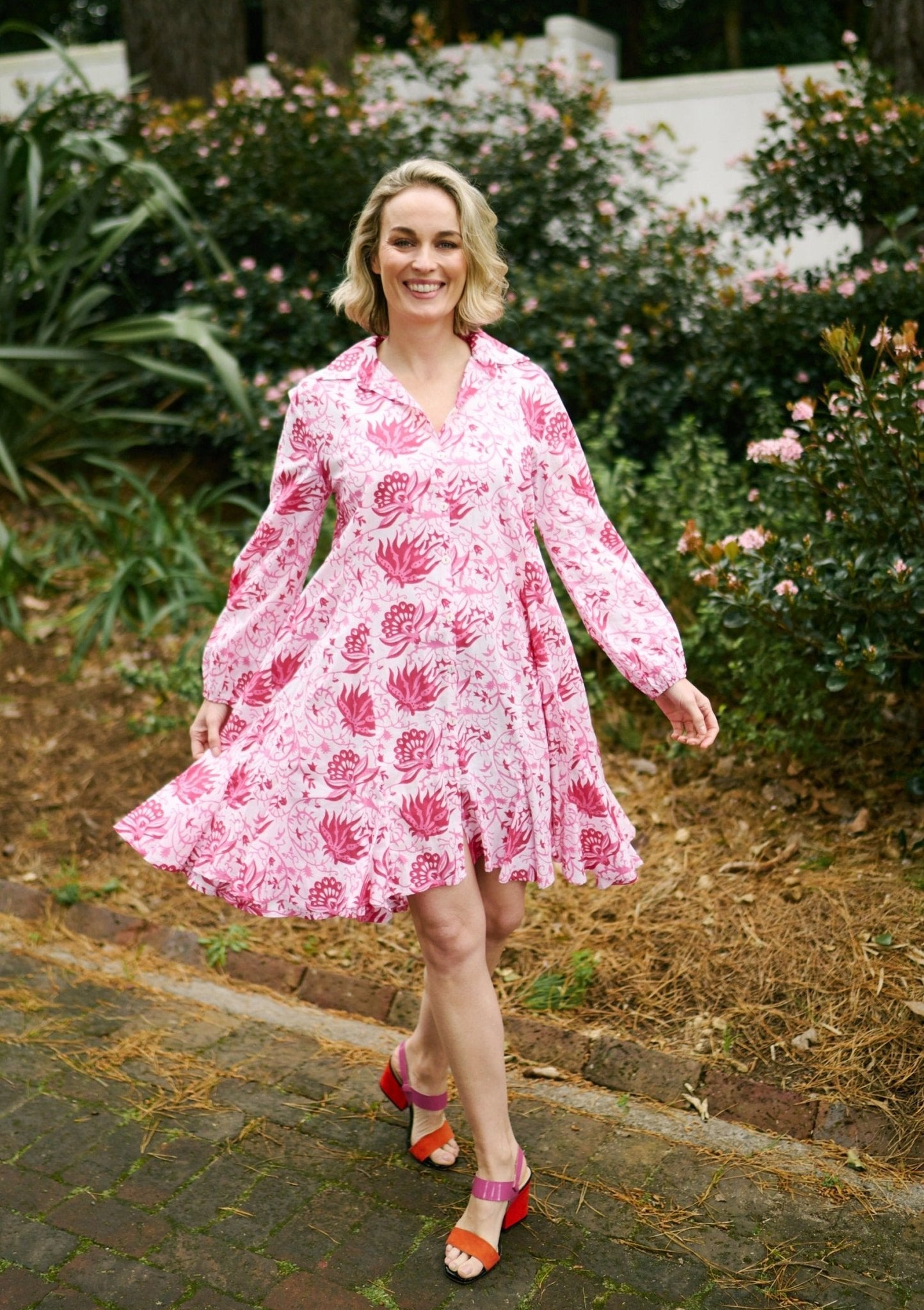 View our Flora Flair Dress With Spike Print In Hot Pink - The ultimate DRESSES created by ICONIC and sold here, at Tribute Store
