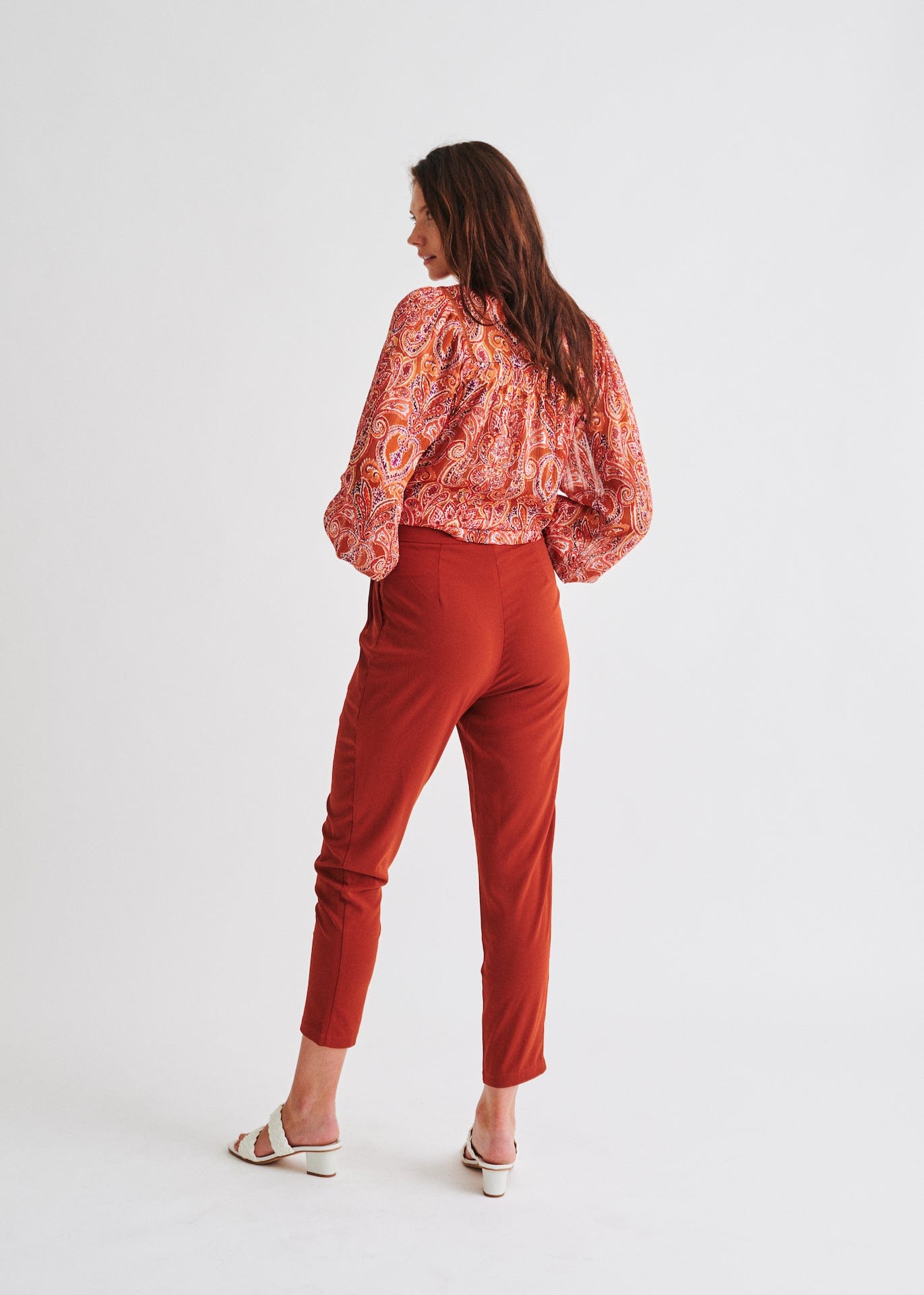 View our High Waisted Cigarette Pants In Rust - by Tribute Store