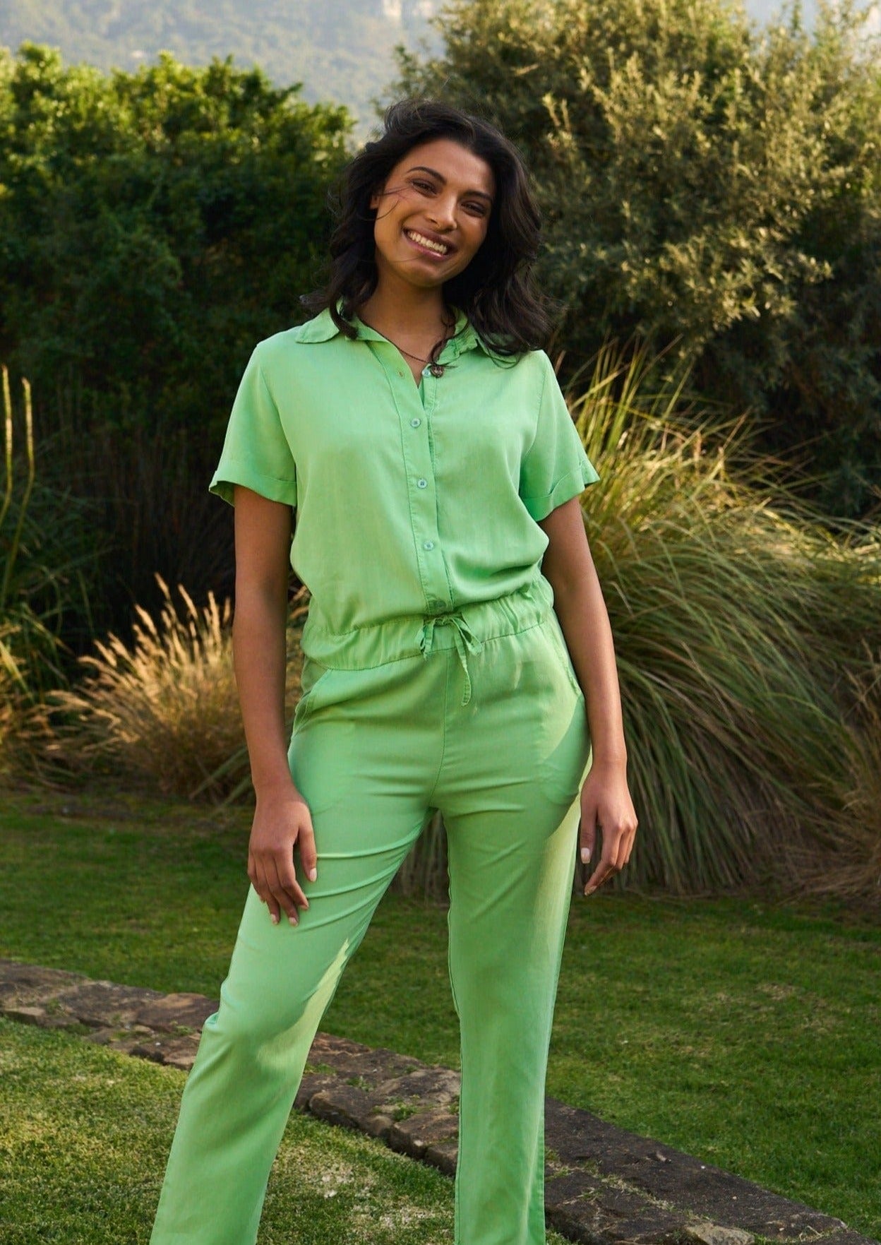 View our Italian Tencel Boiler Suit in Apple Green - by Tribute Store