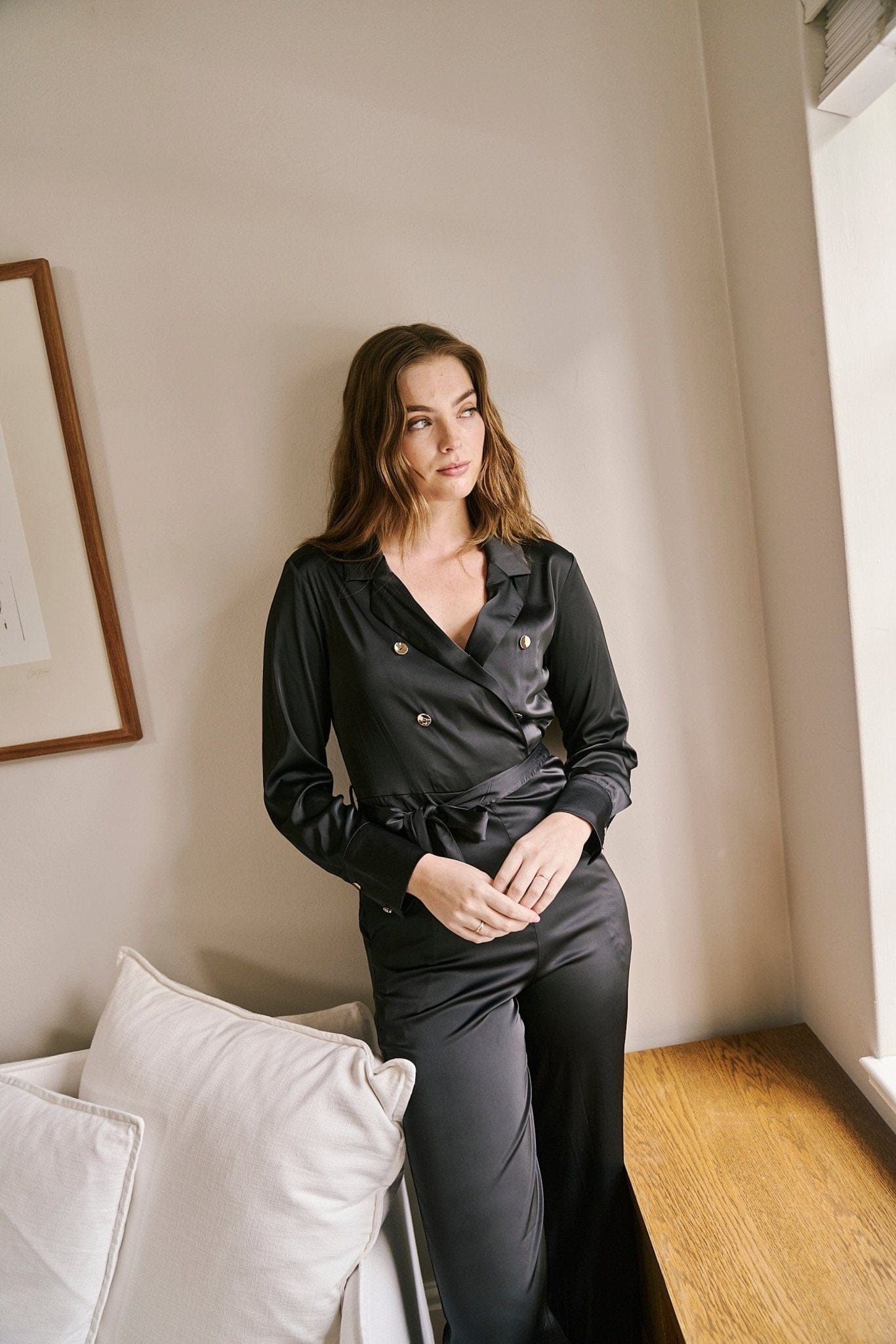 View our Satin Jumpsuit in Black - by Tribute Store