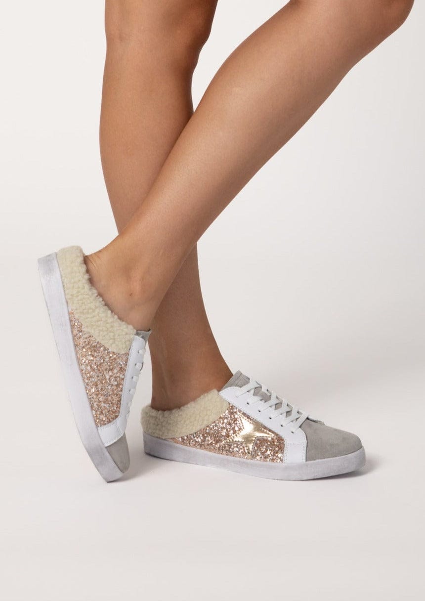 View our Trace Slip On Leather Sneaker in Rose Gold Glitter - by Tribute Store
