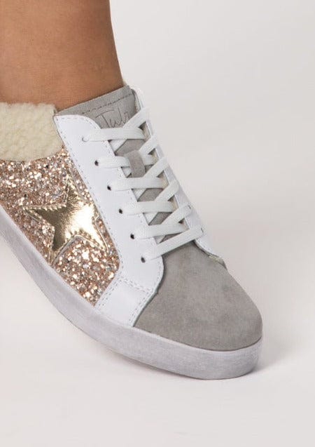 View our Trace Slip On Leather Sneaker in Rose Gold Glitter - by Tribute Store