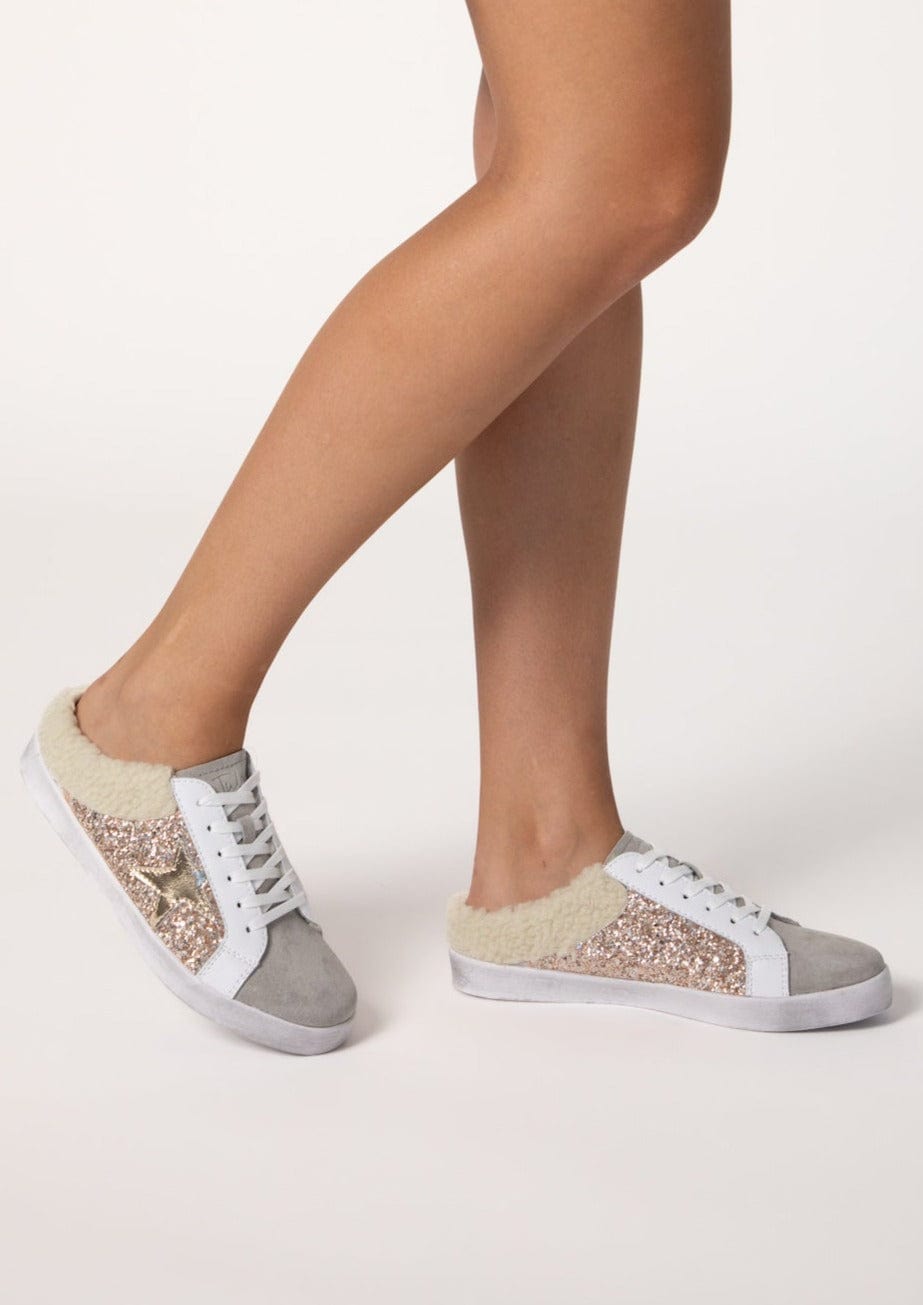 View our Trace Slip On Leather Sneaker in Rose Gold Glitter - by Tribute Store