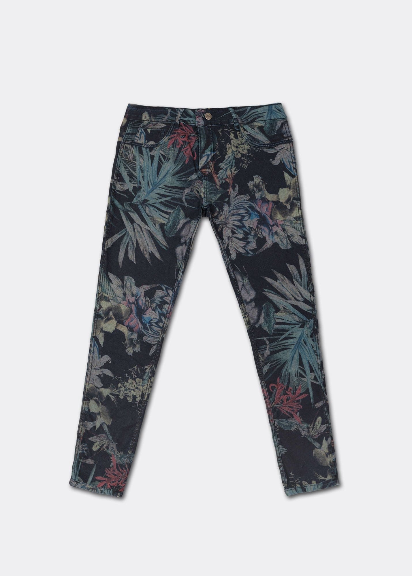 View our Tropical Print Reversible Jeans in Navy Blue - The ultimate BOTTOMS created by TRIBUTE and sold here, at Tribute Store