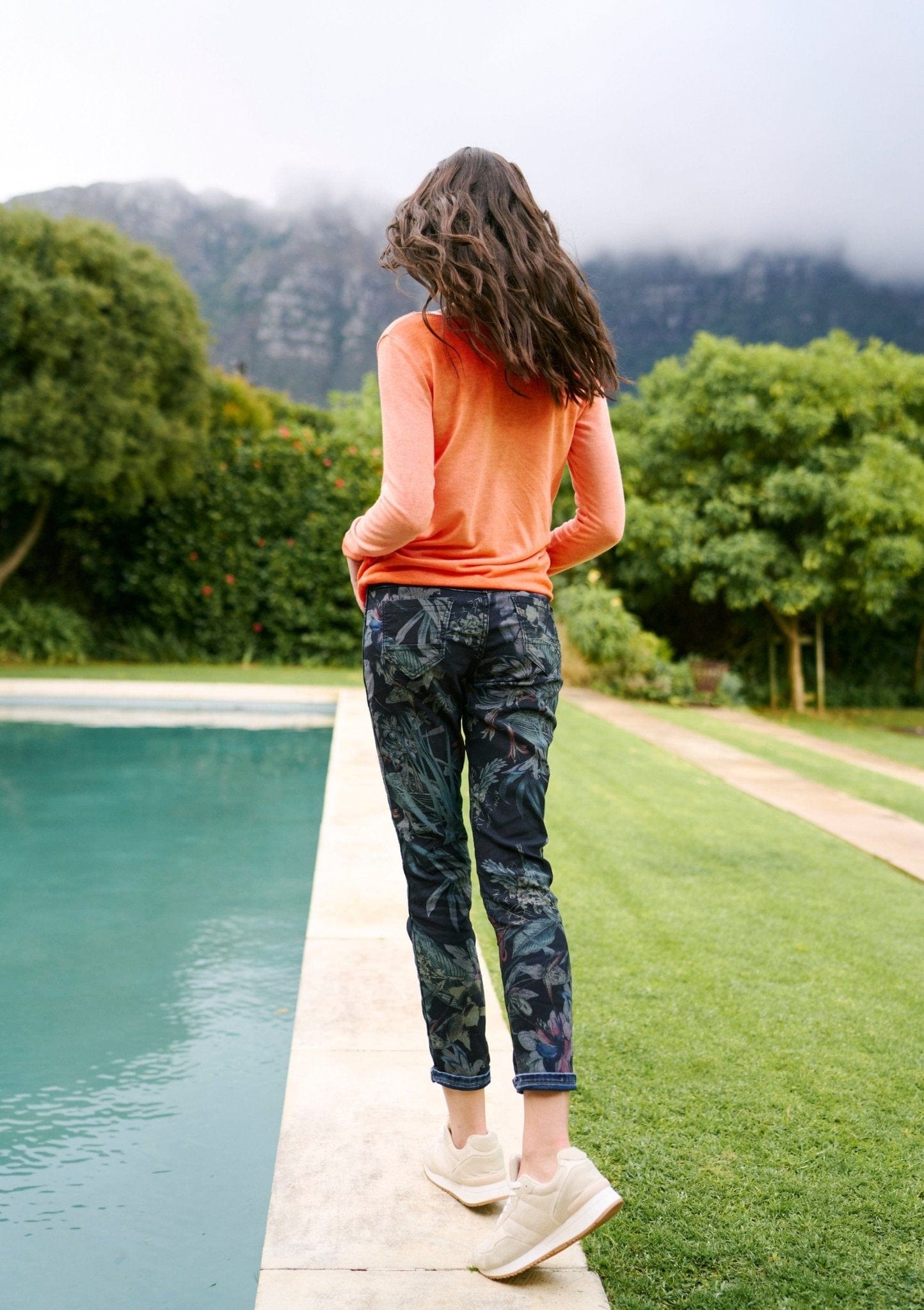 View our Tropical Print Reversible Jeans in Navy Blue - The ultimate BOTTOMS created by TRIBUTE and sold here, at Tribute Store