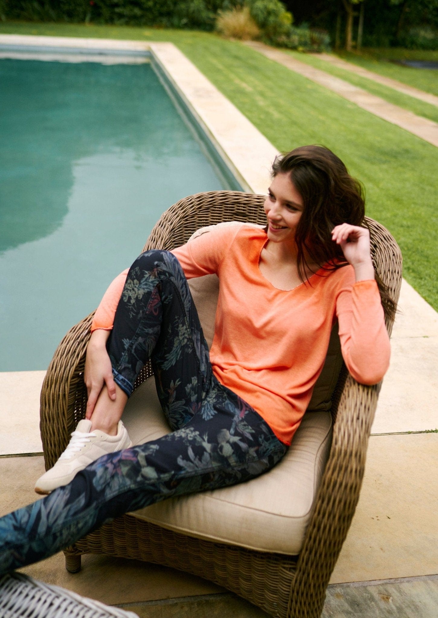 View our Tropical Print Reversible Jeans in Navy Blue - The ultimate BOTTOMS created by TRIBUTE and sold here, at Tribute Store