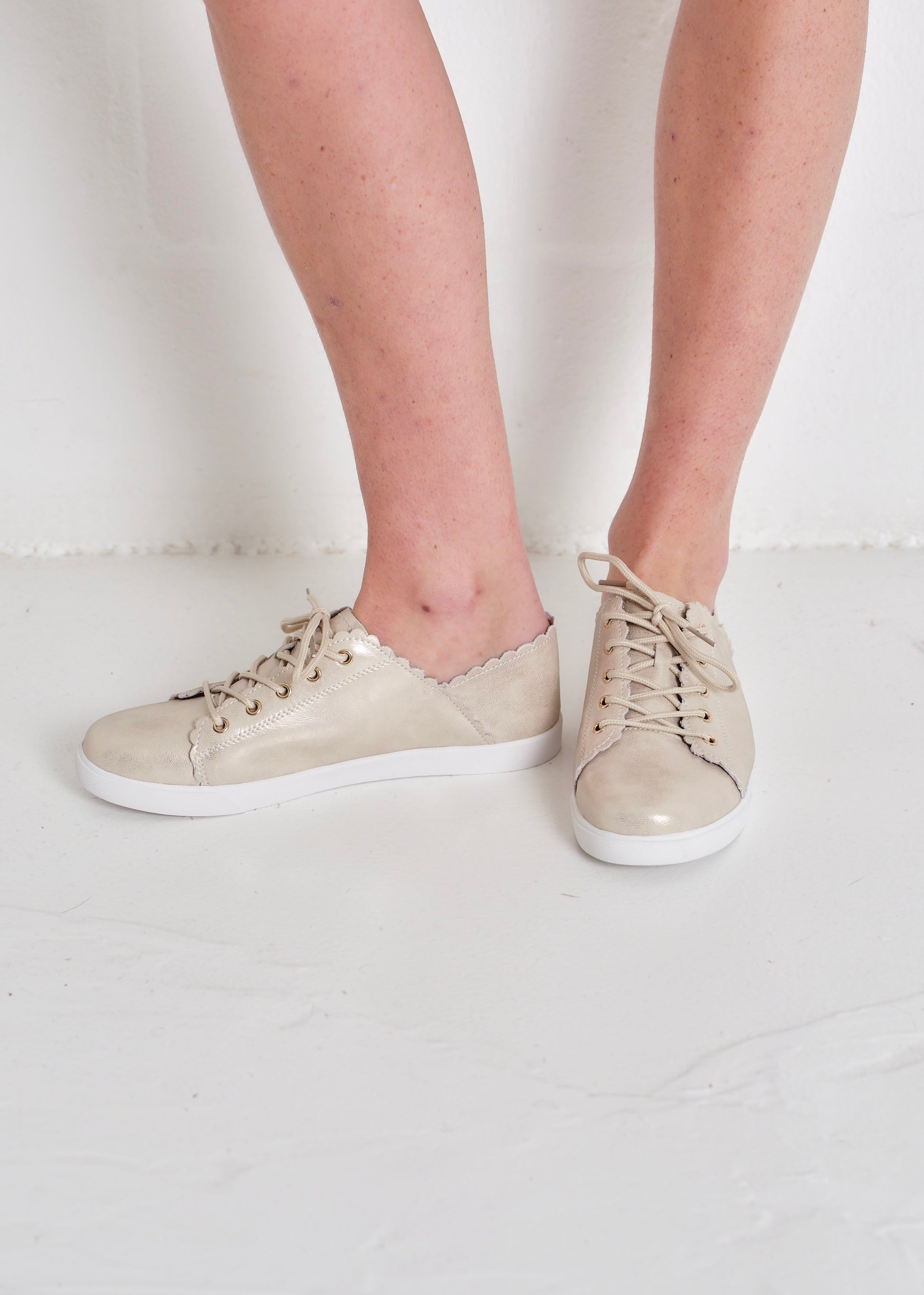 Julz Chloe Leather Sneakers In Honey Gold