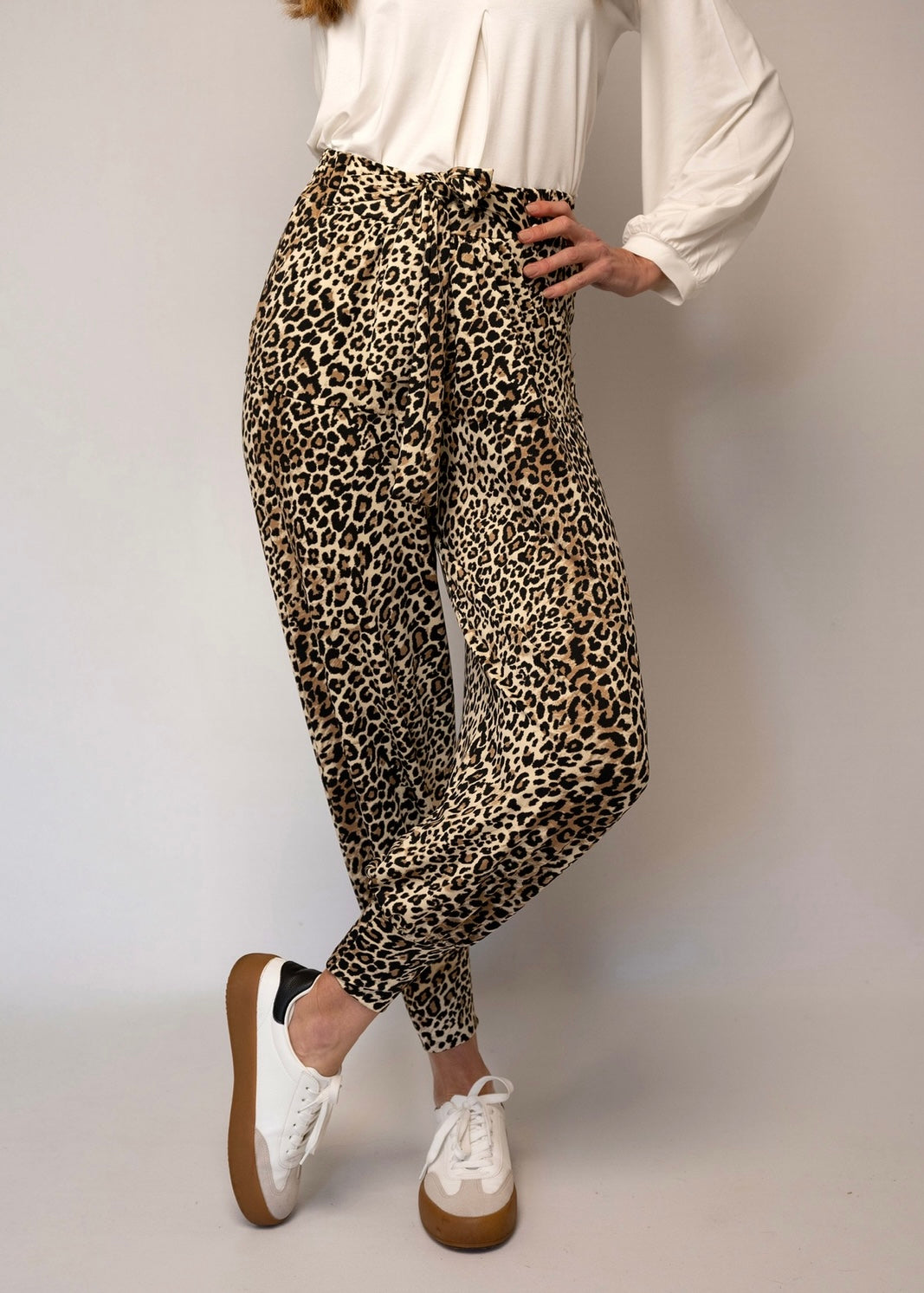Harem Pants With Animal Print In Brown