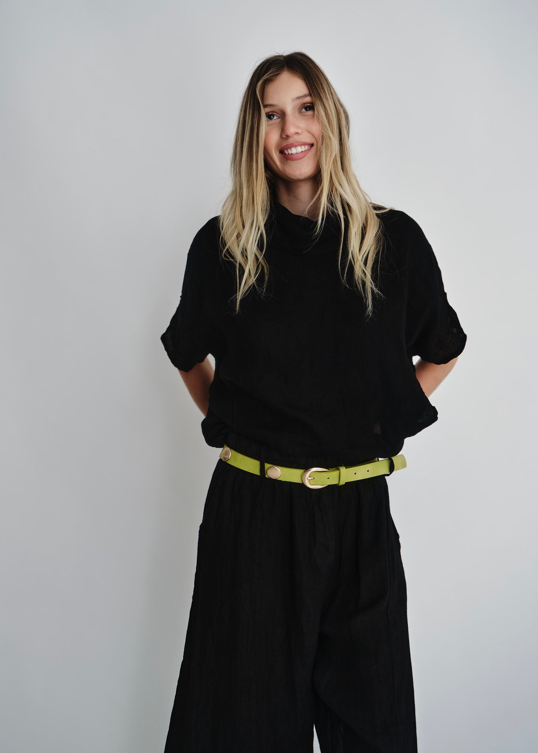 Genuine Leather Belt In Chartreuse