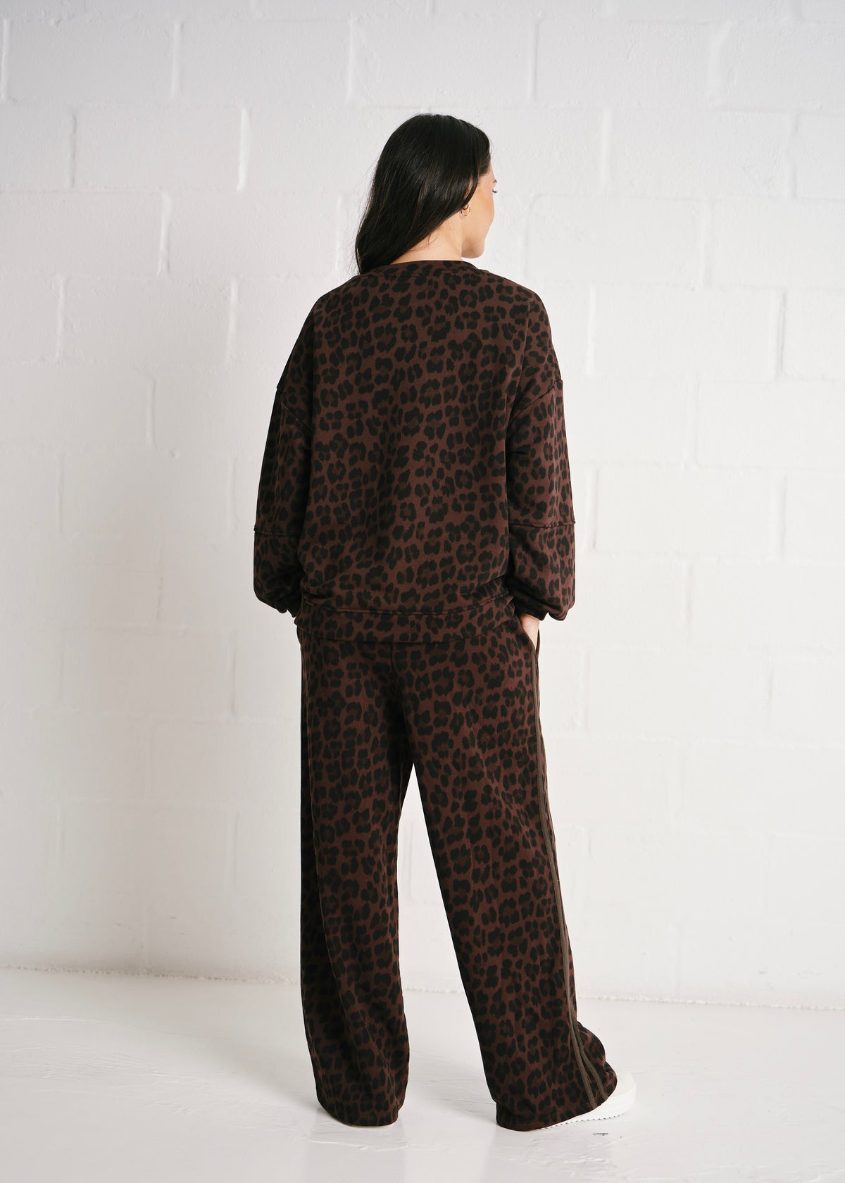 Bologna Ciao Bella Leopard Sweatshirt Pink Text In Brown