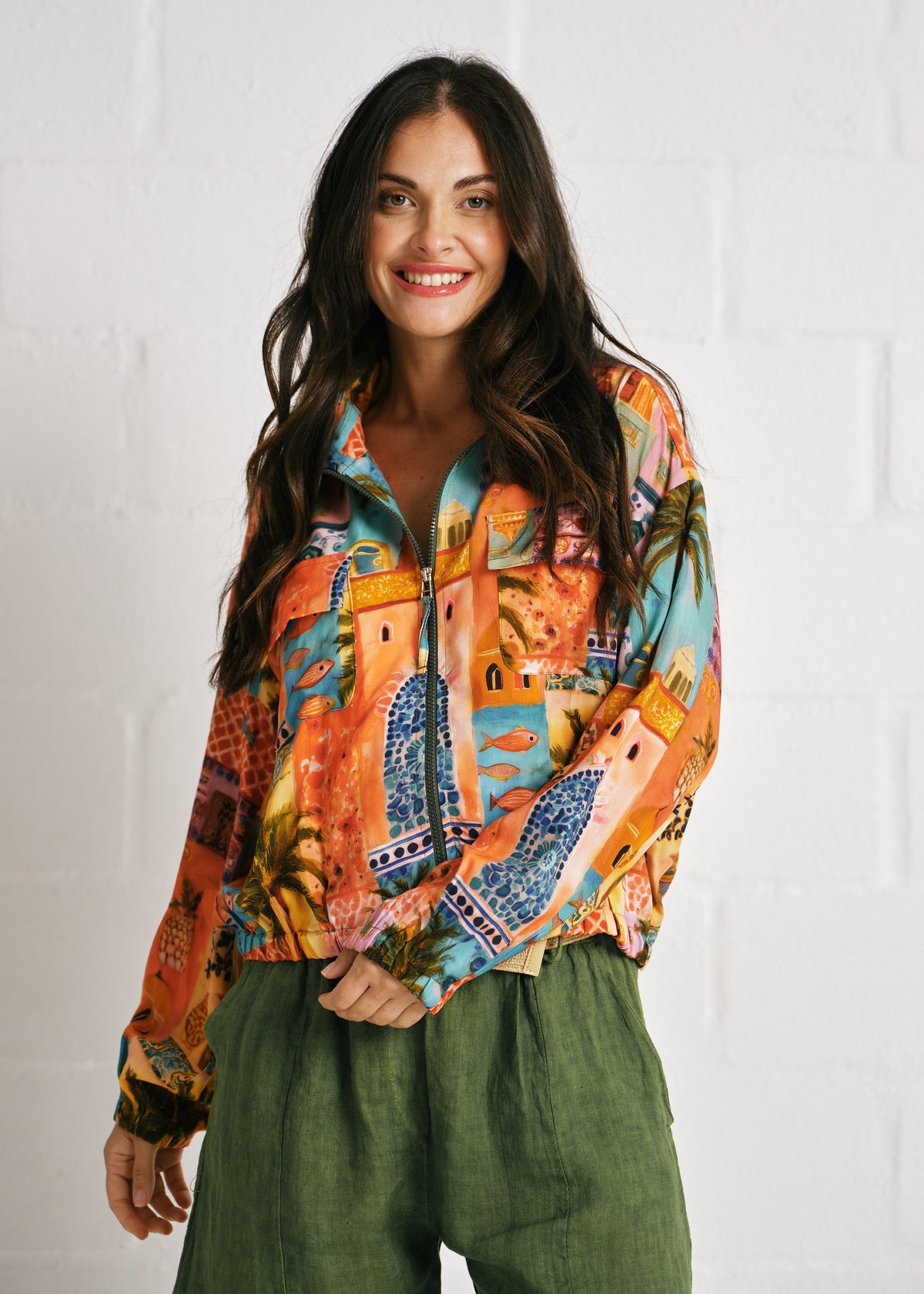 The Brushstroke Bomber Jacket With Palm Print