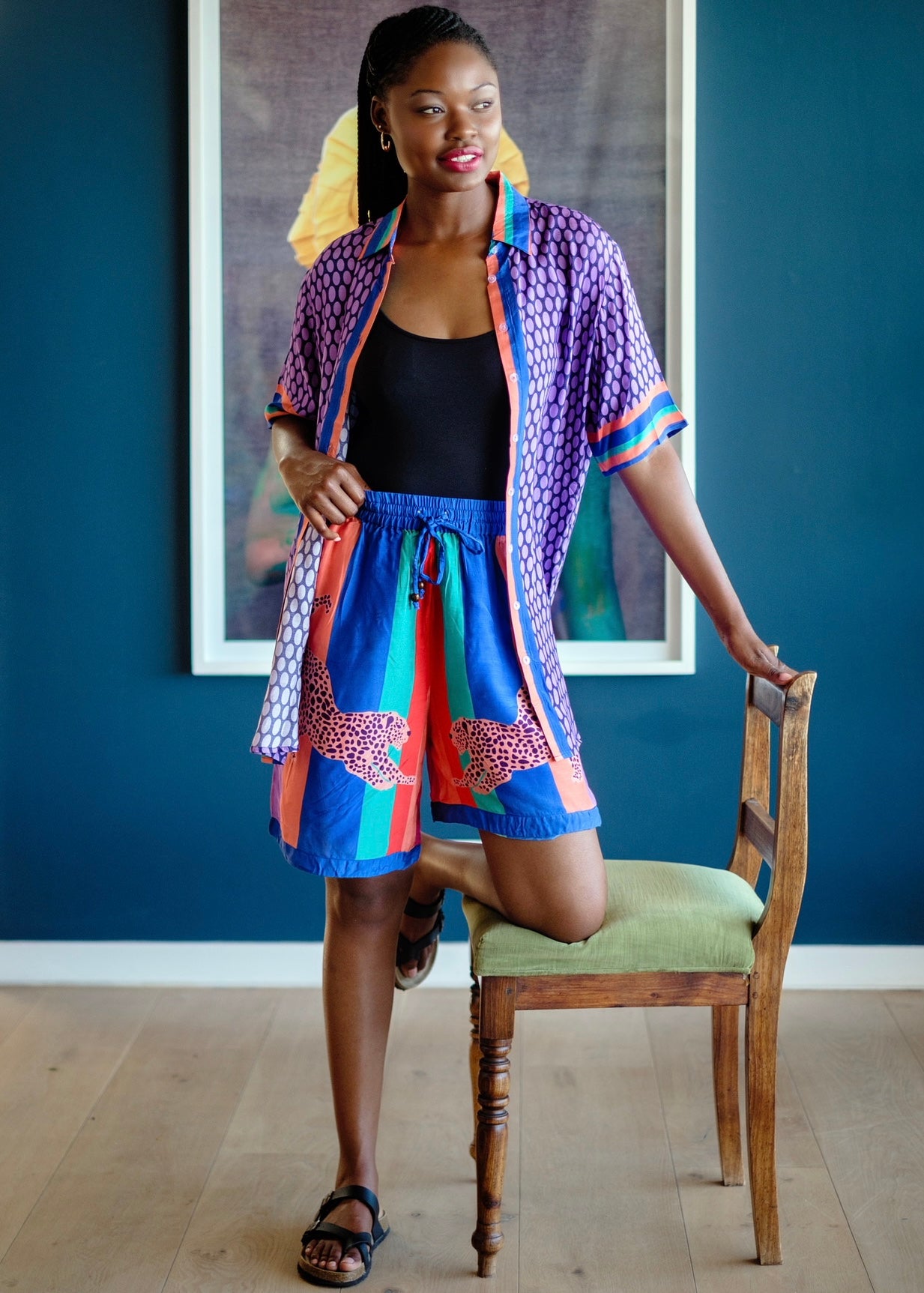 Thandi Playsuit Shorts Set In Purple