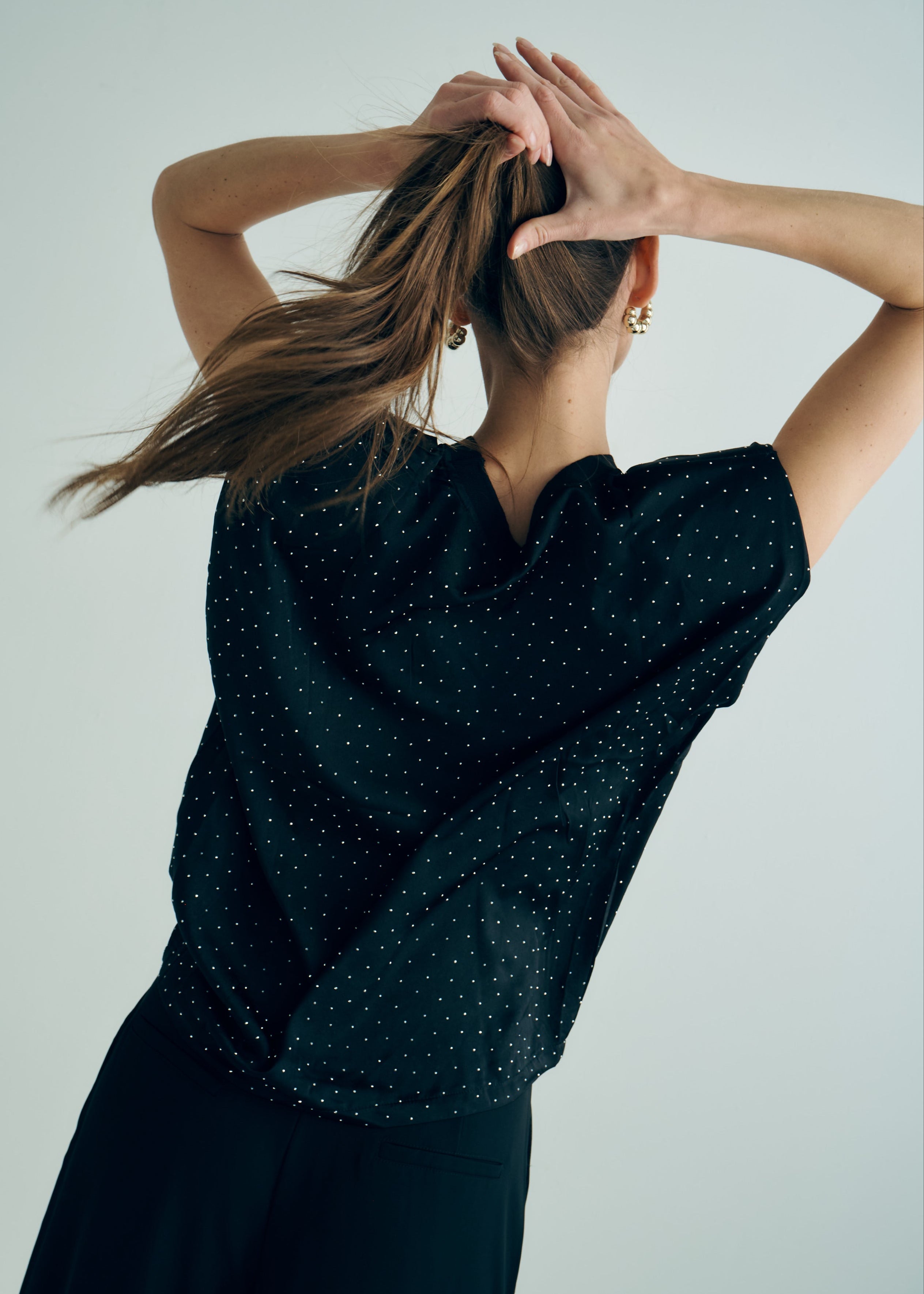 Marant Sleeveless Top with Shoulder Pads and Silver Studs in Black
