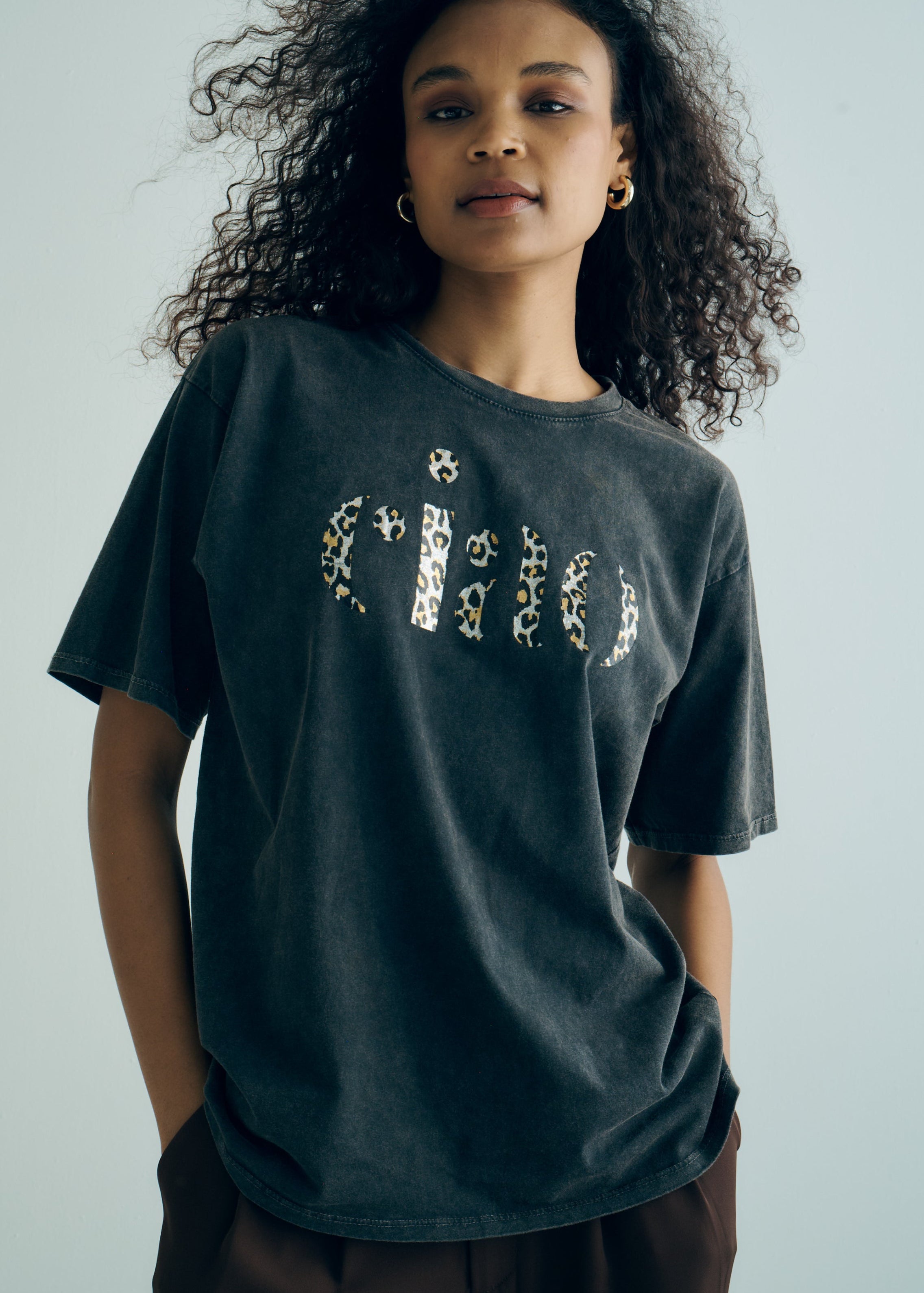 Ciao Stonewashed Tee in Charcoal