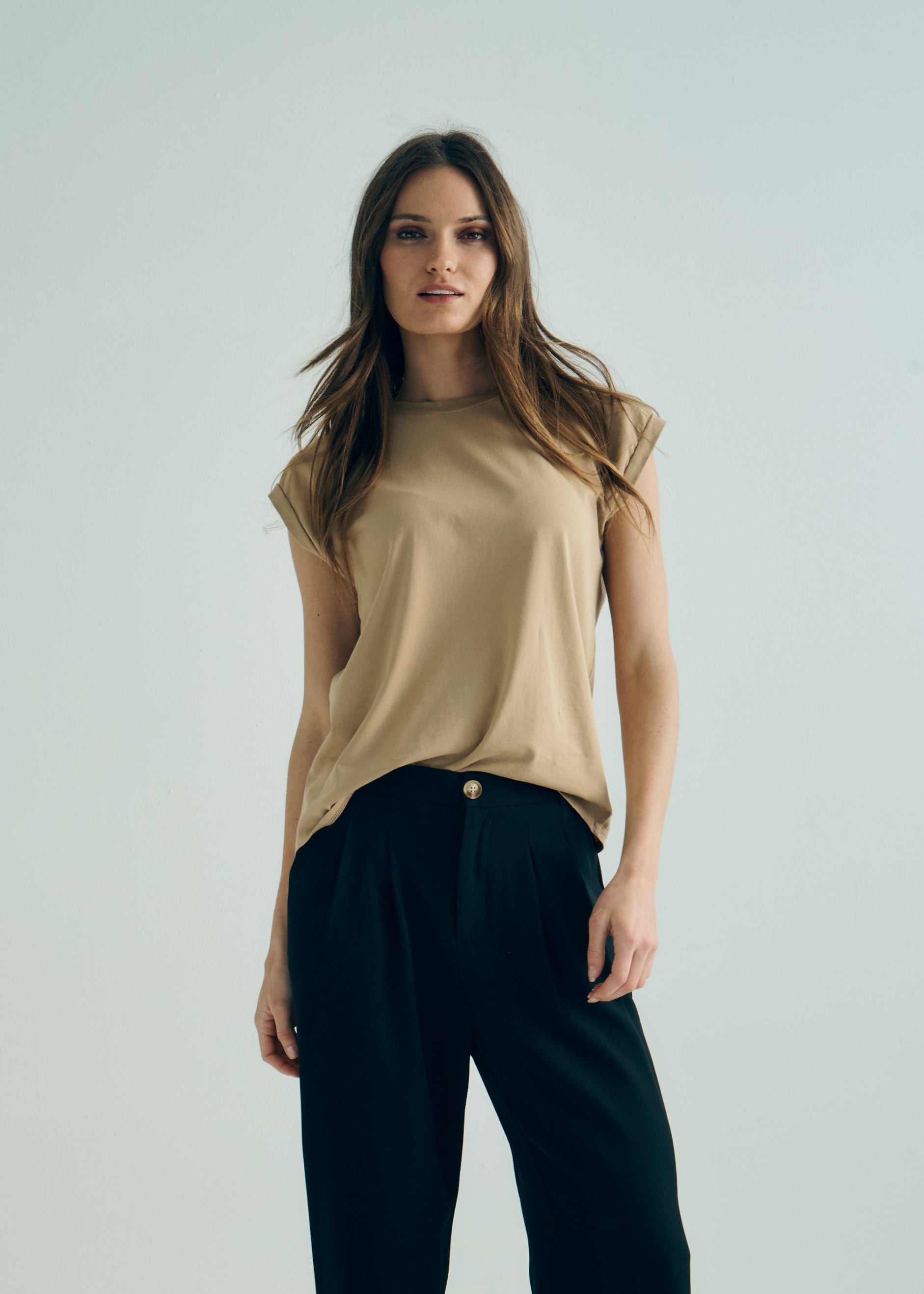 Italian Cotton Tee in Caramel