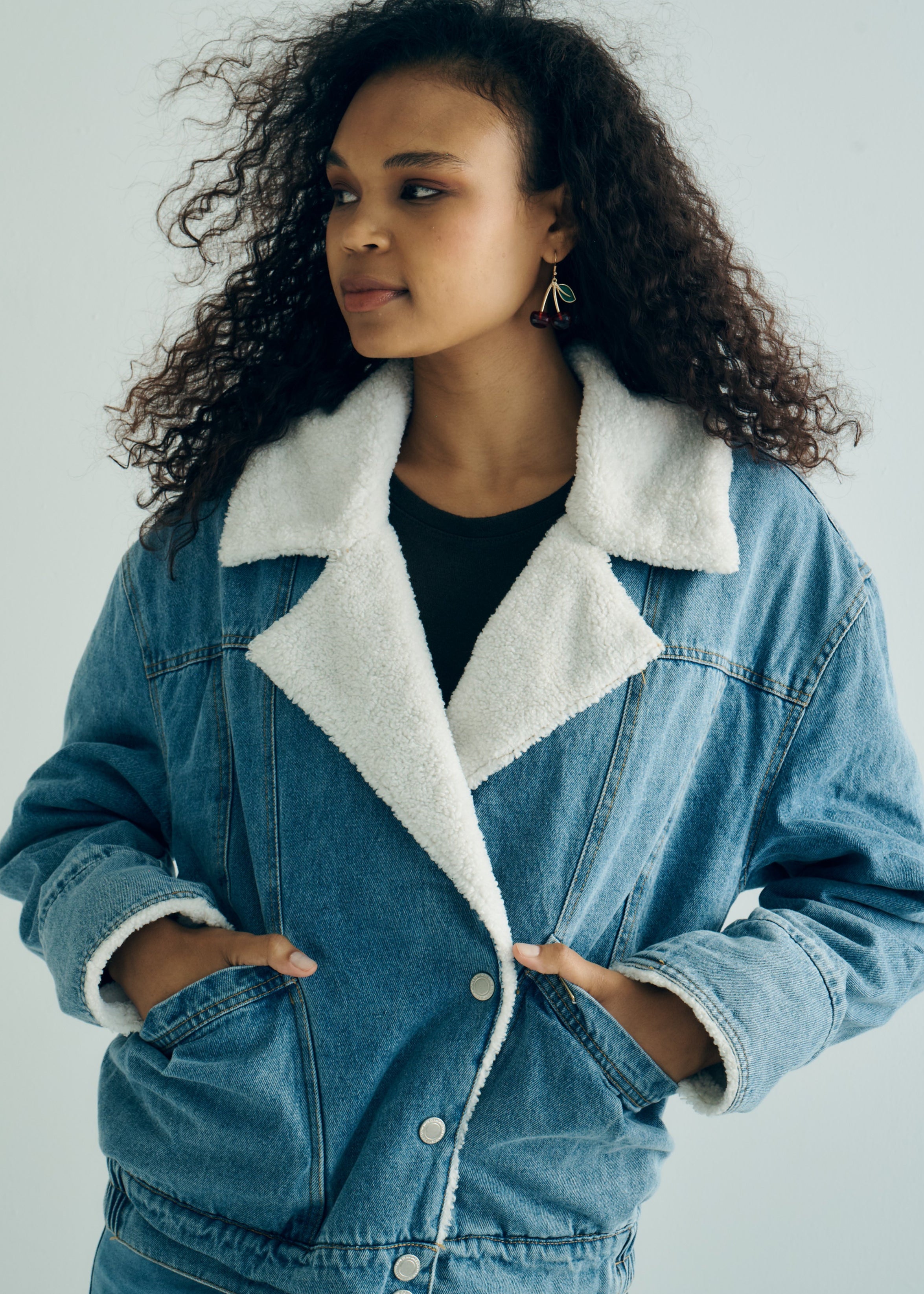 Denim Teddy Lined Winter Jacket