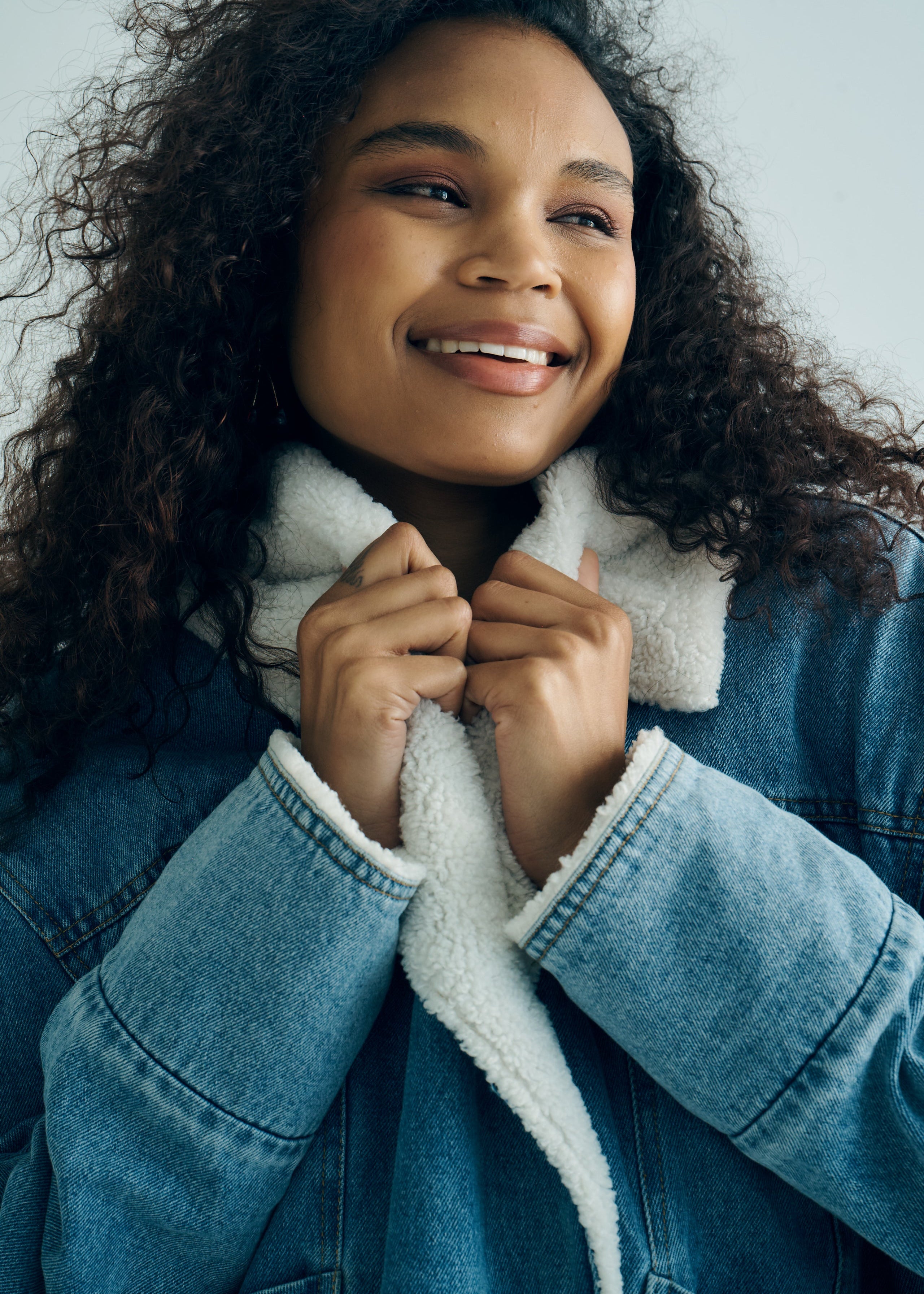 Denim Teddy Lined Winter Jacket