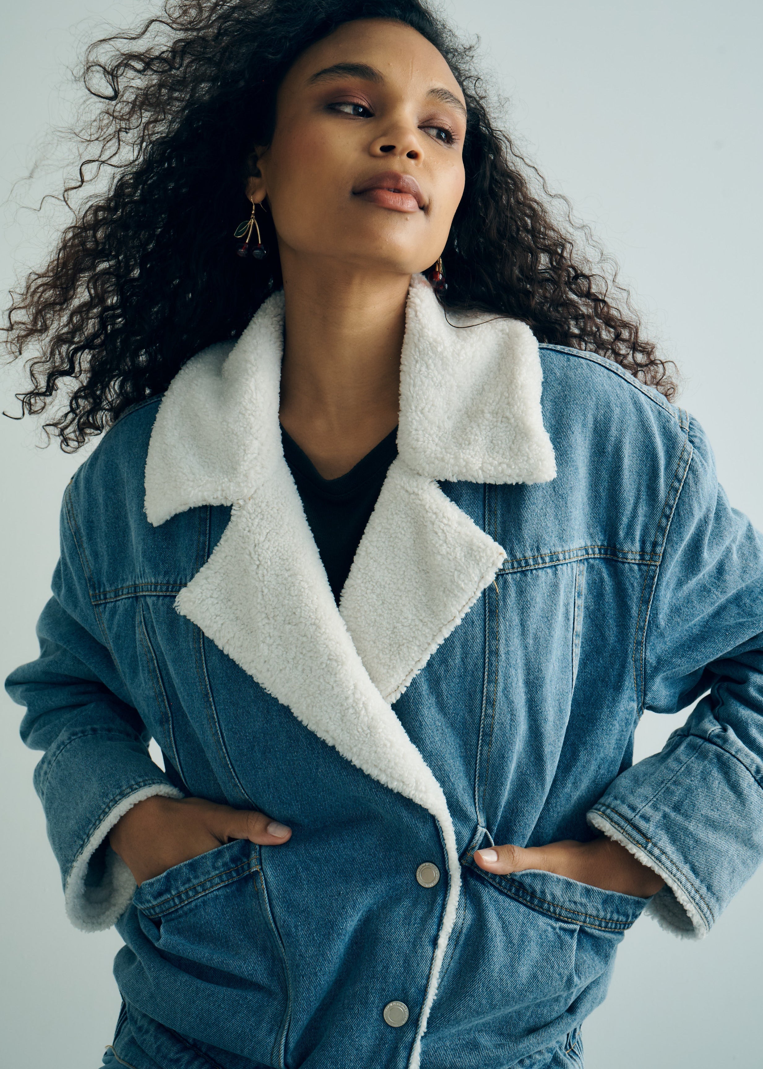 Denim Teddy Lined Winter Jacket
