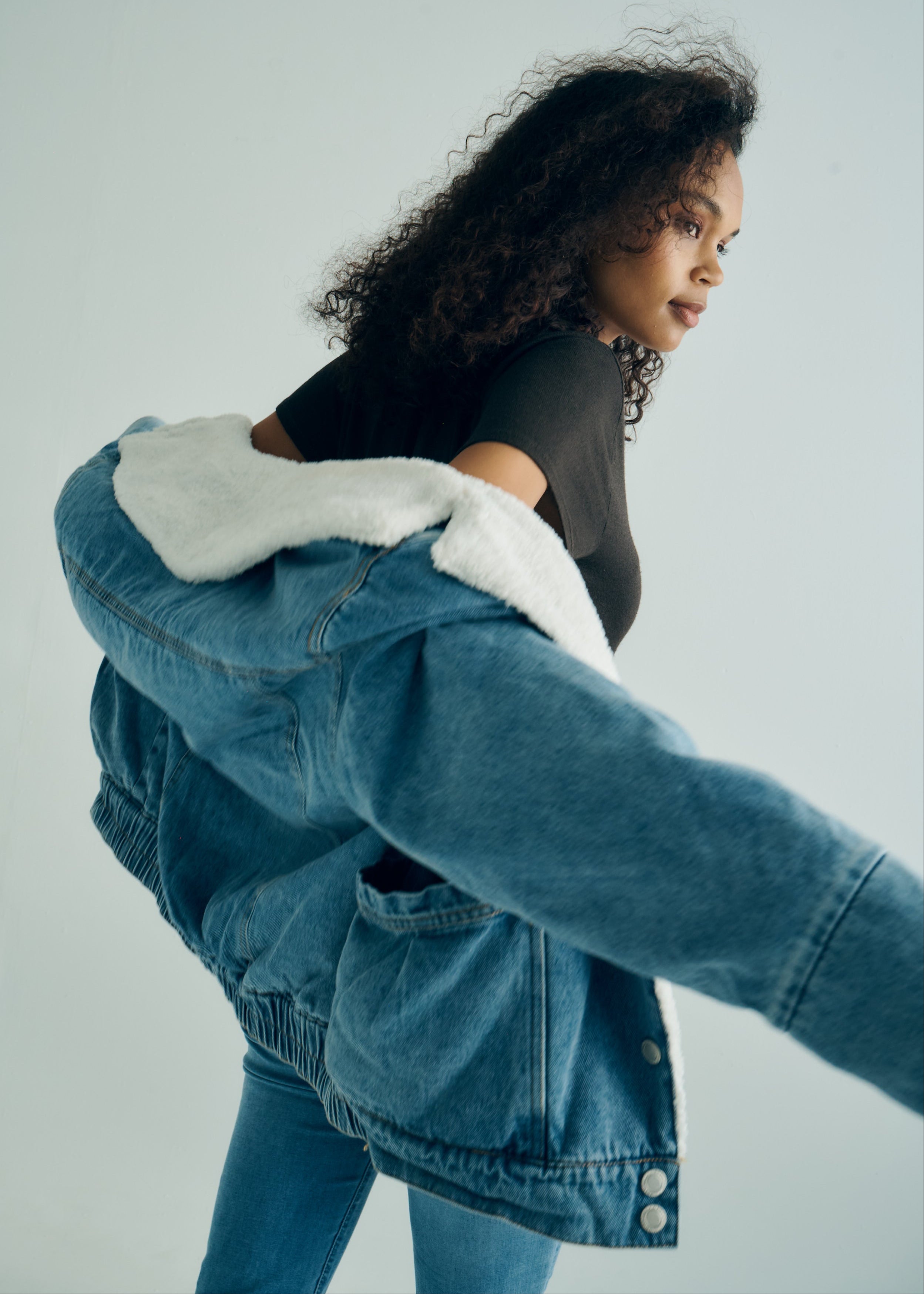 Denim Teddy Lined Winter Jacket