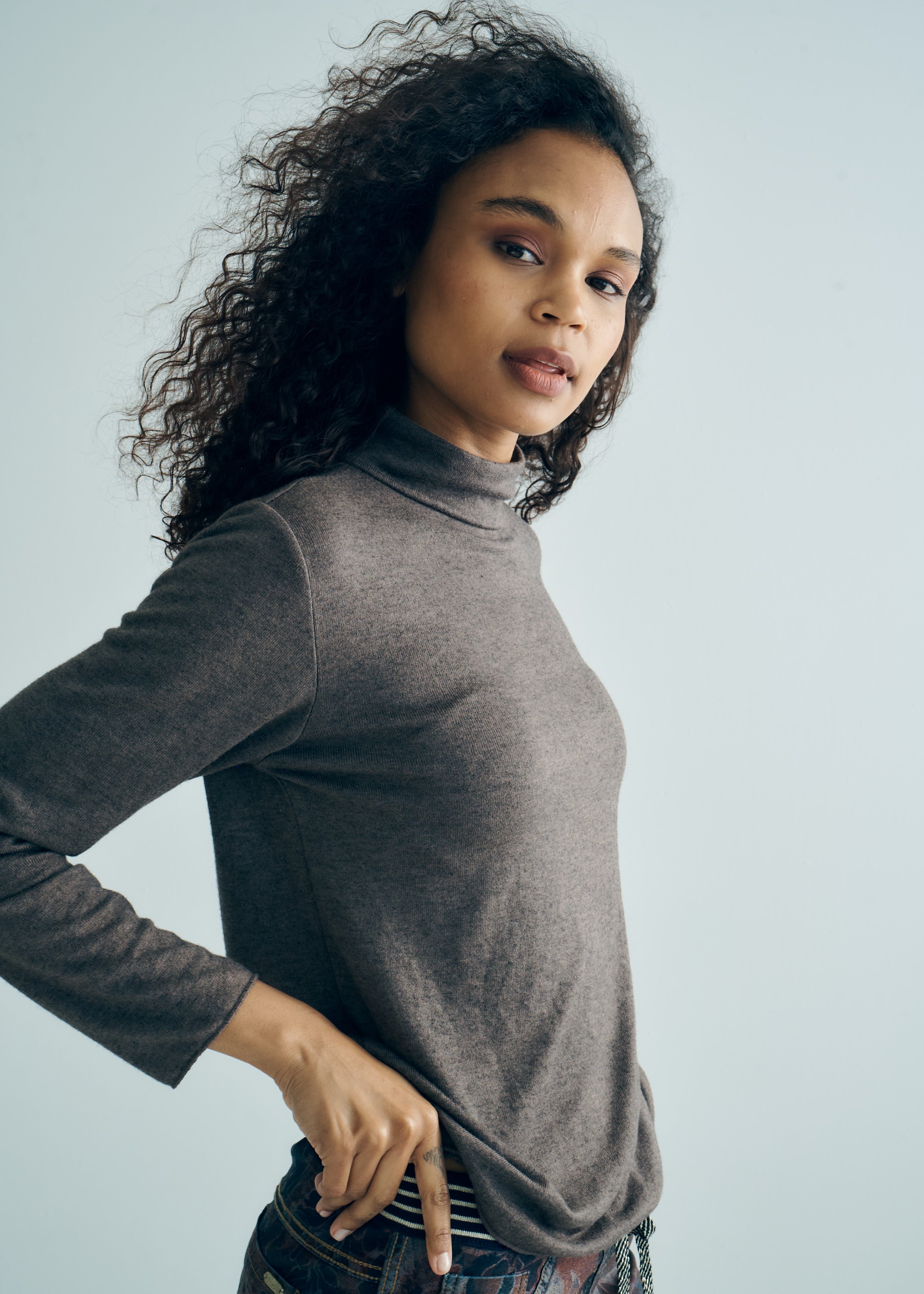 Italian Luxe Viscose Turtle Neck in Taupe