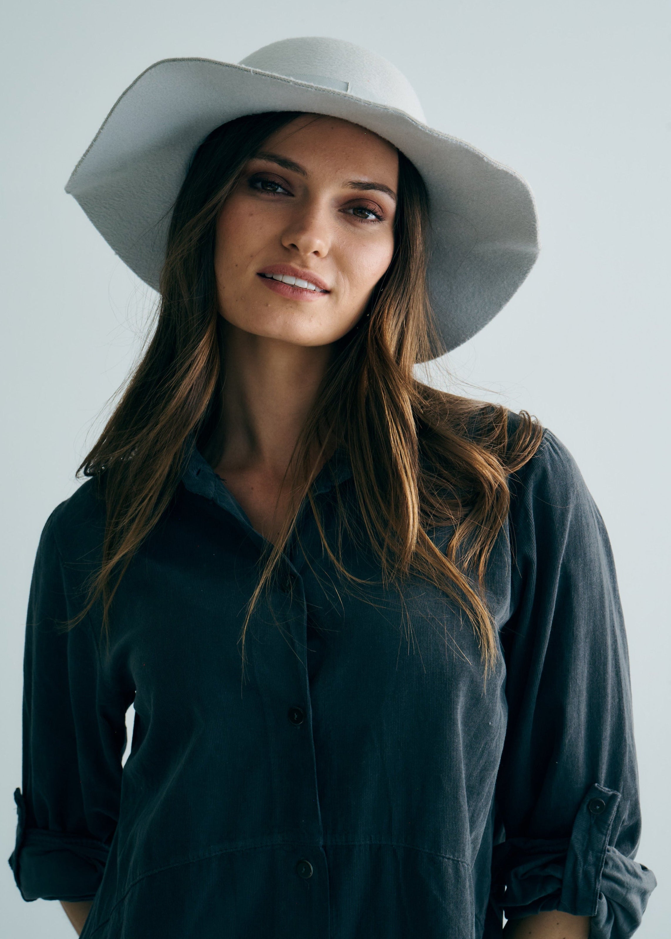 Roma Italian Velour Button up Dress in Gunmetal