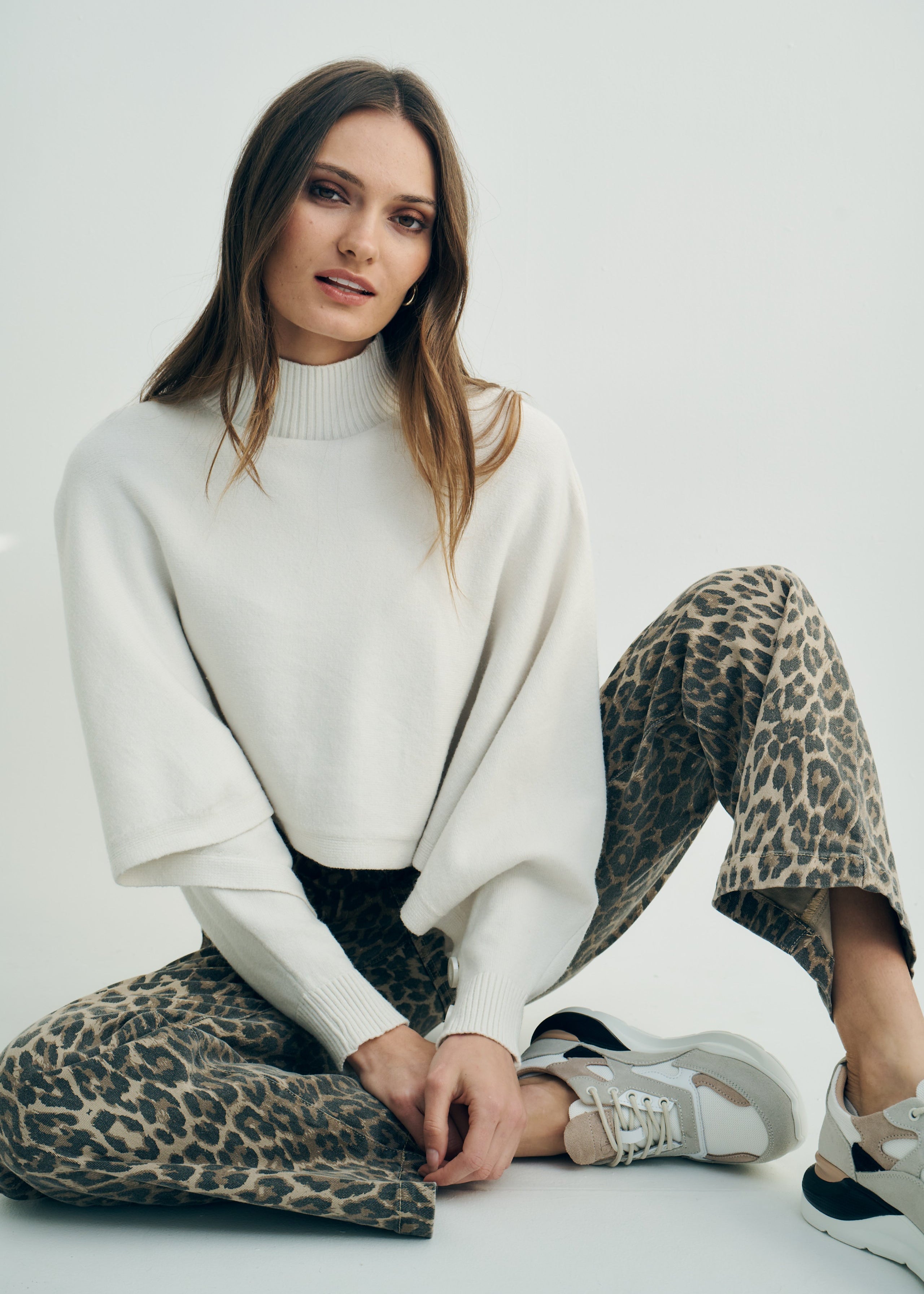 Hygge Italian Cropped Batwing Knit in Cream