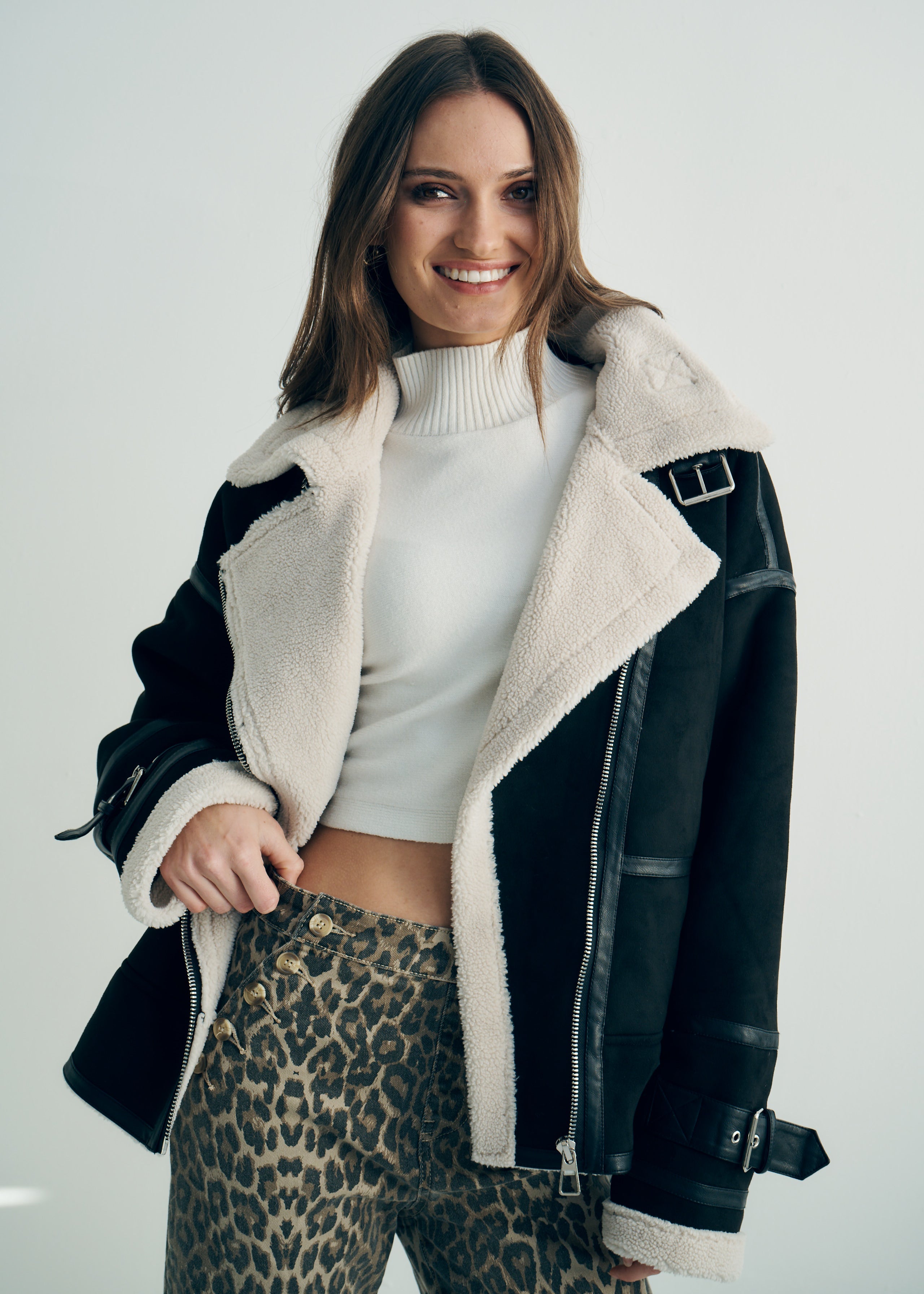 Teddy Lined Black Suede Jacket