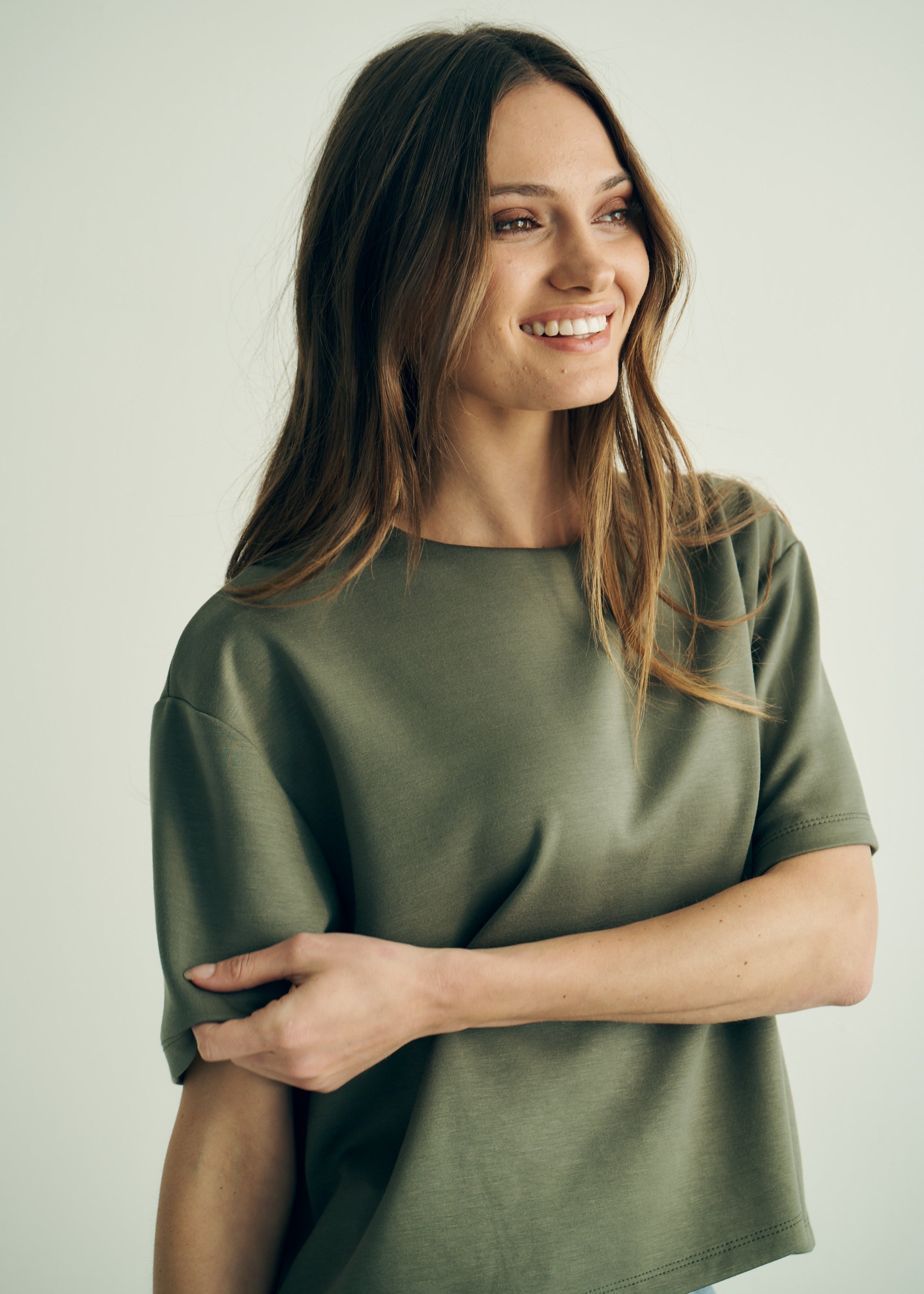 Italian Butter Soft Tee in Khaki