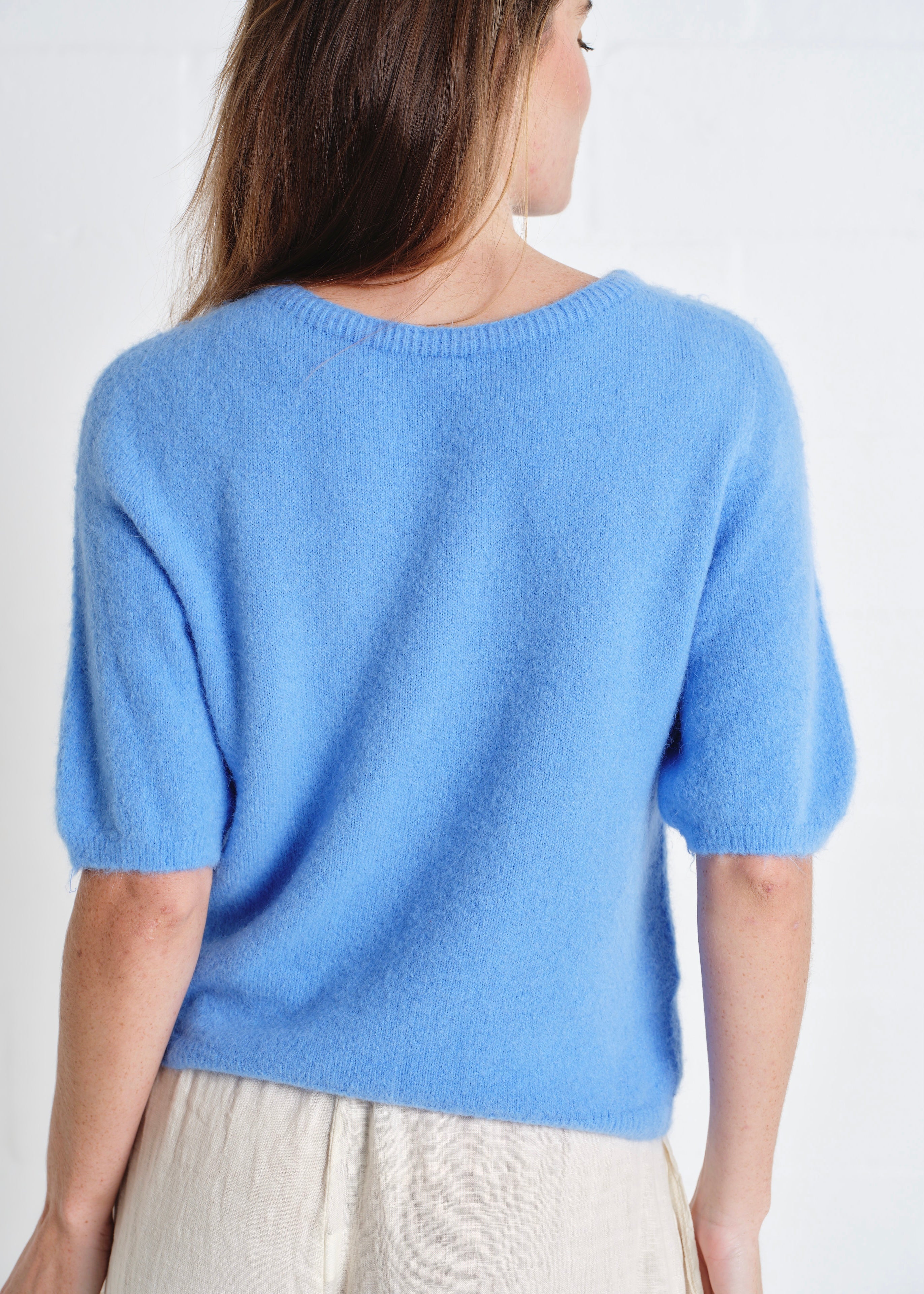 Chamonix SS Round Neck Alpaca Knit In Bright Blue