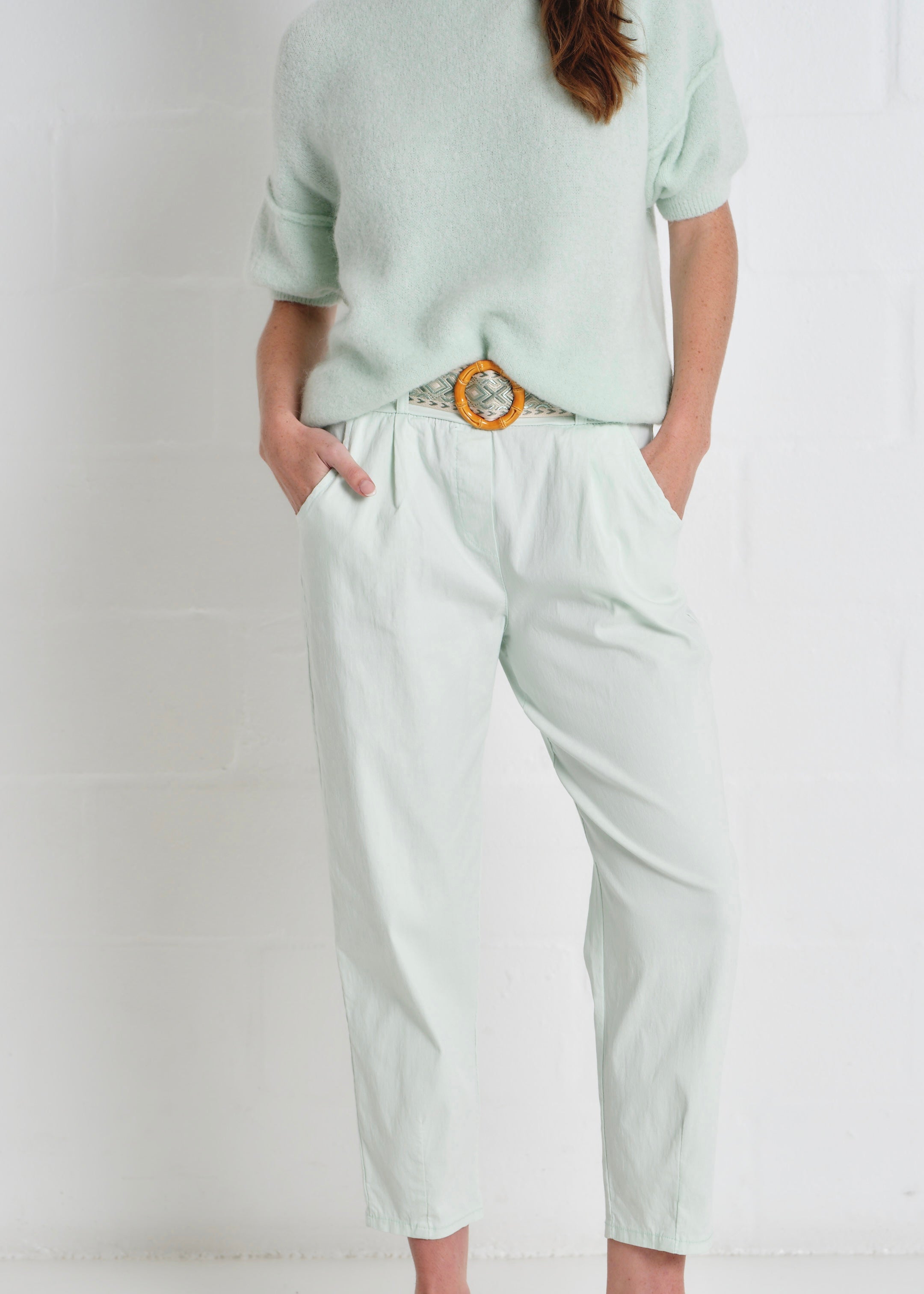 Cocoa Italian Tapered Pants In Mint