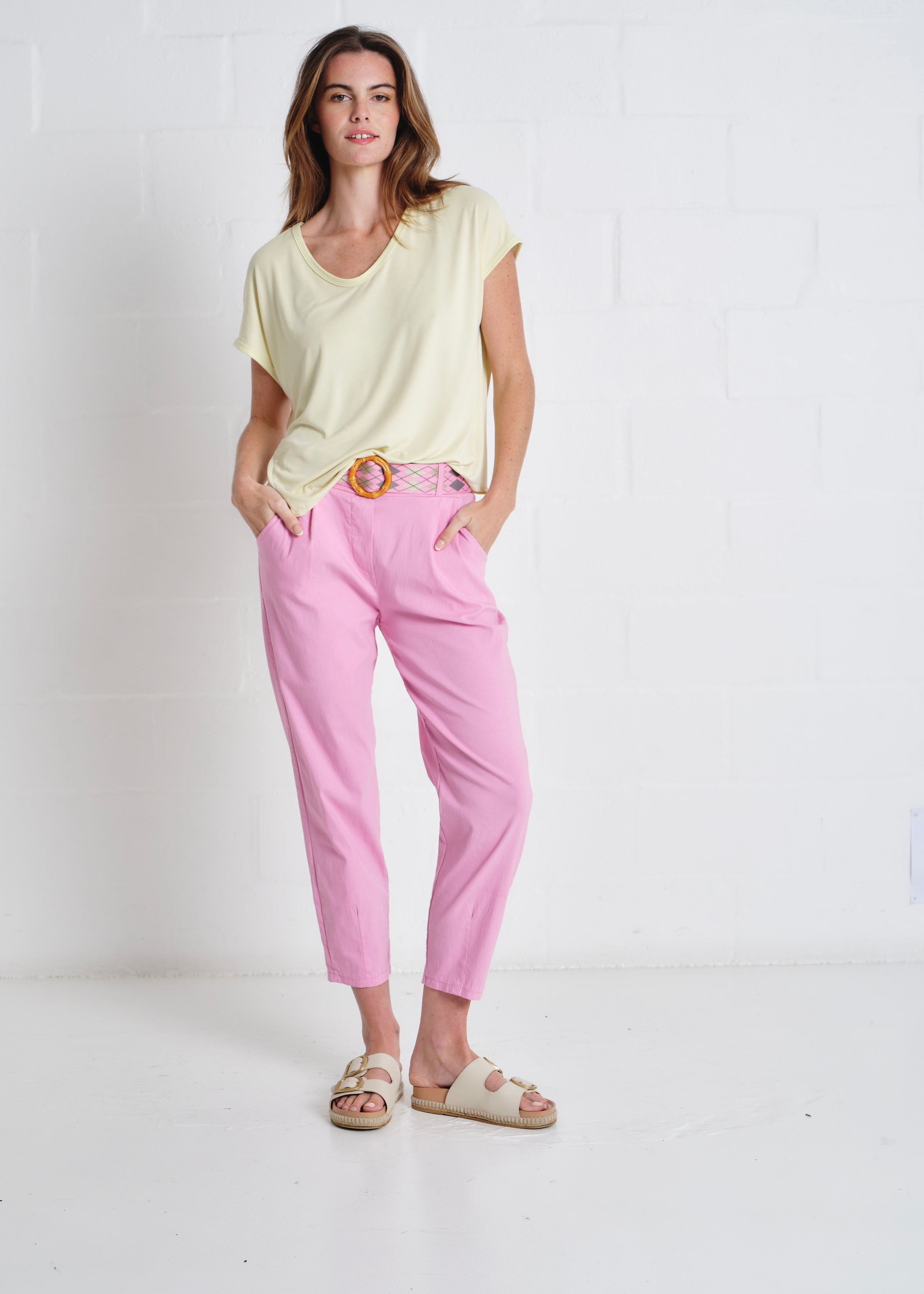Cocoa Italian Tapered Pants In Sorbet Pink