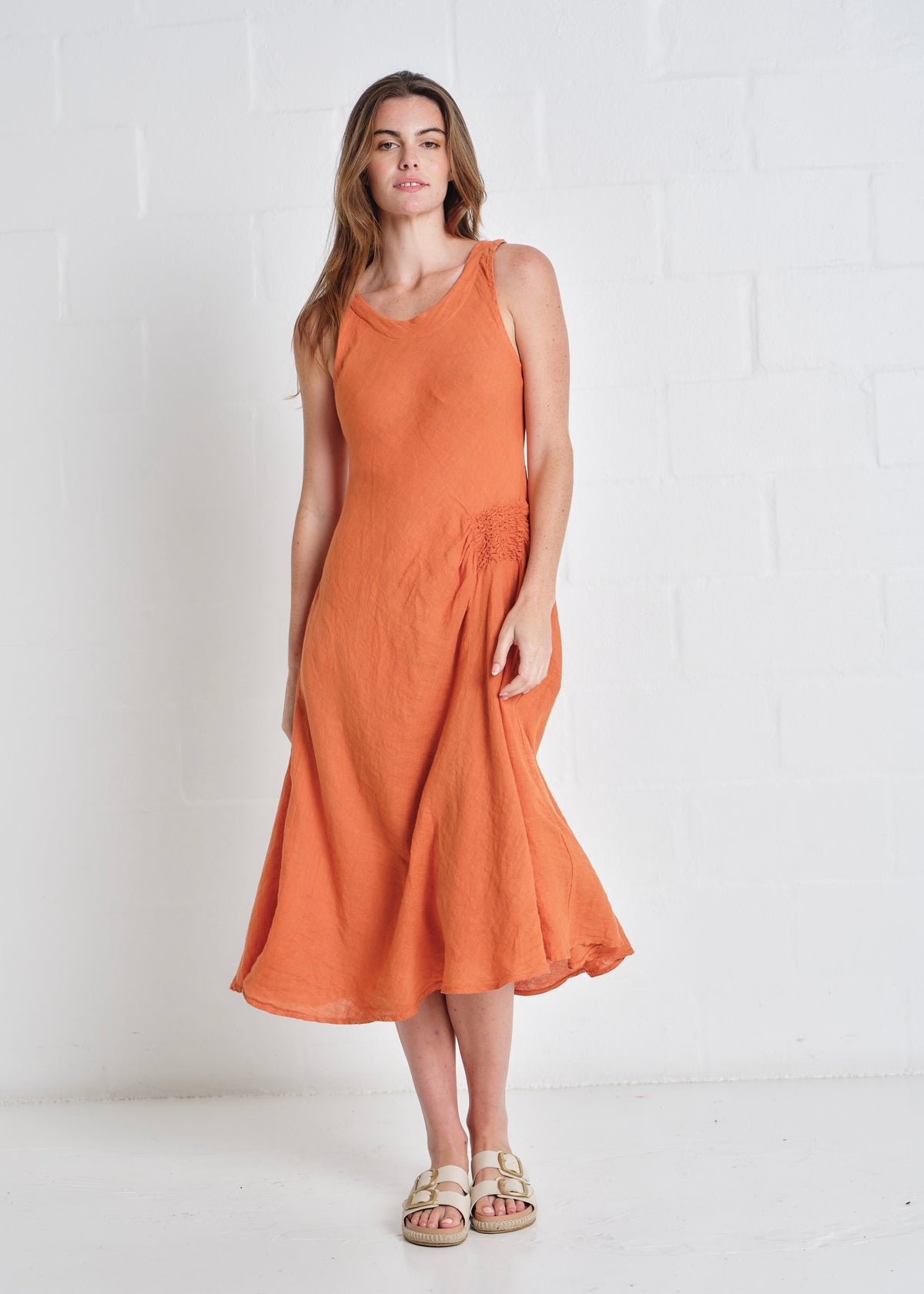 Livorno Sleeveless Maxi Dress In Rust