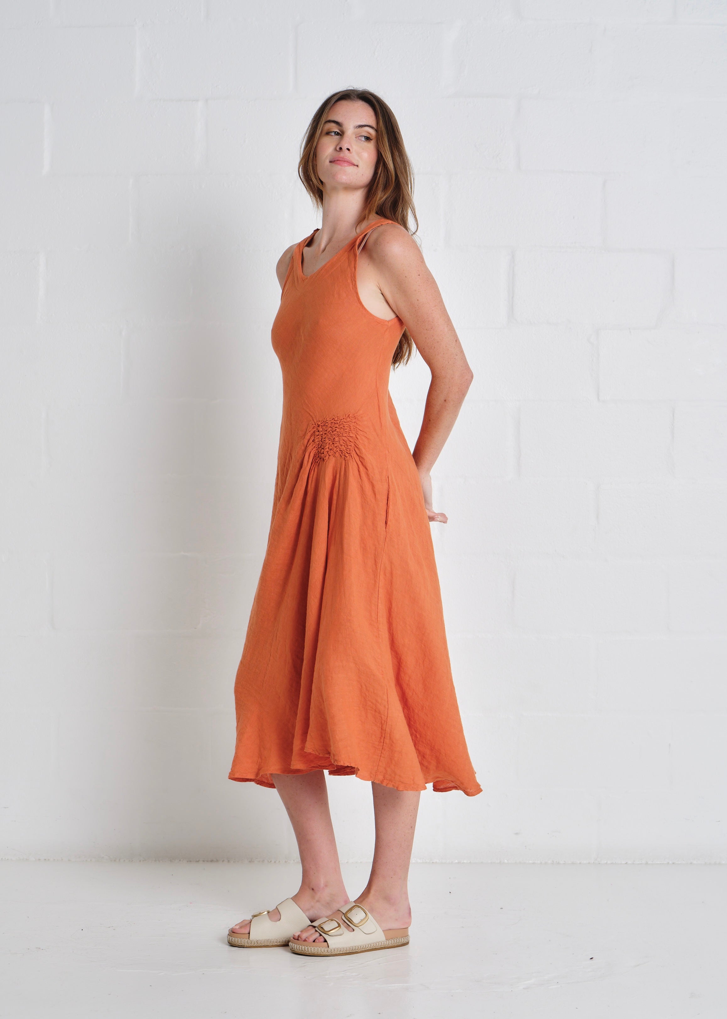 Livorno Sleeveless Maxi Dress In Rust
