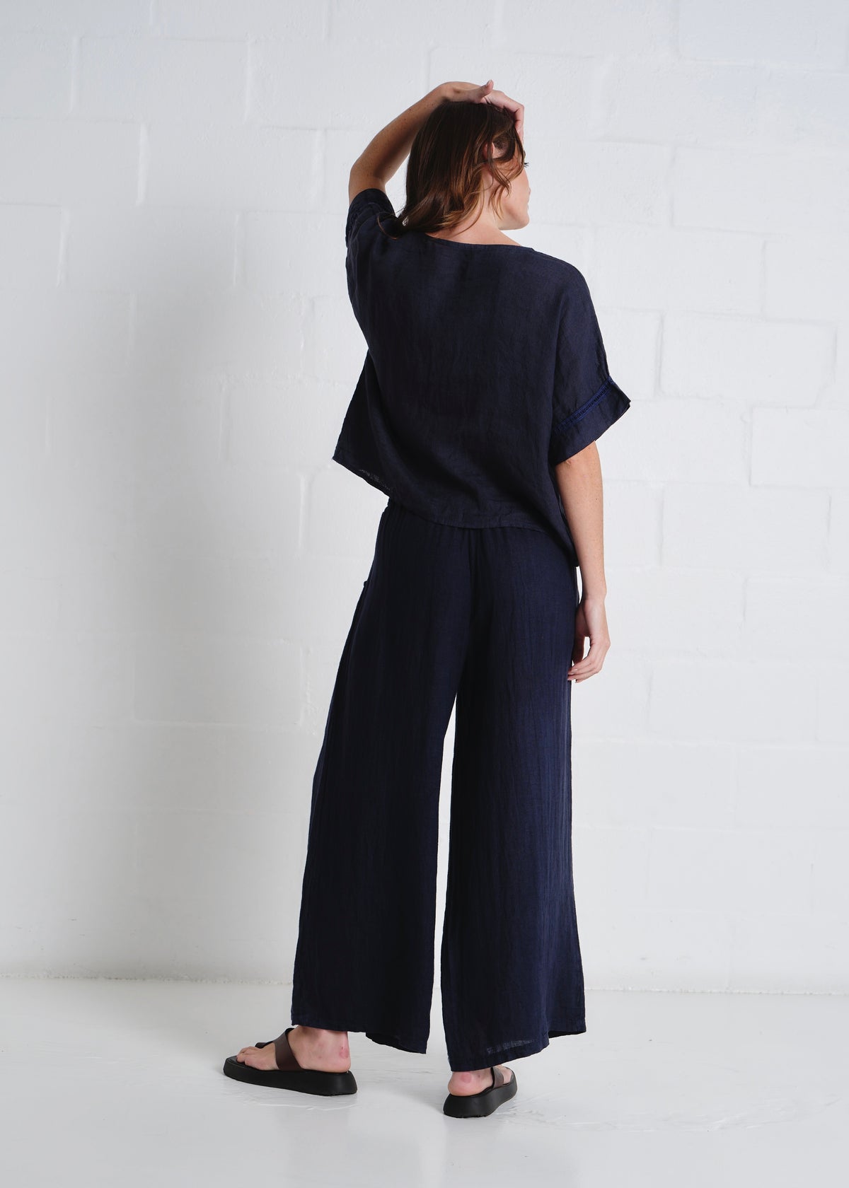 Havana Palazzo Pants With Pockets In Navy