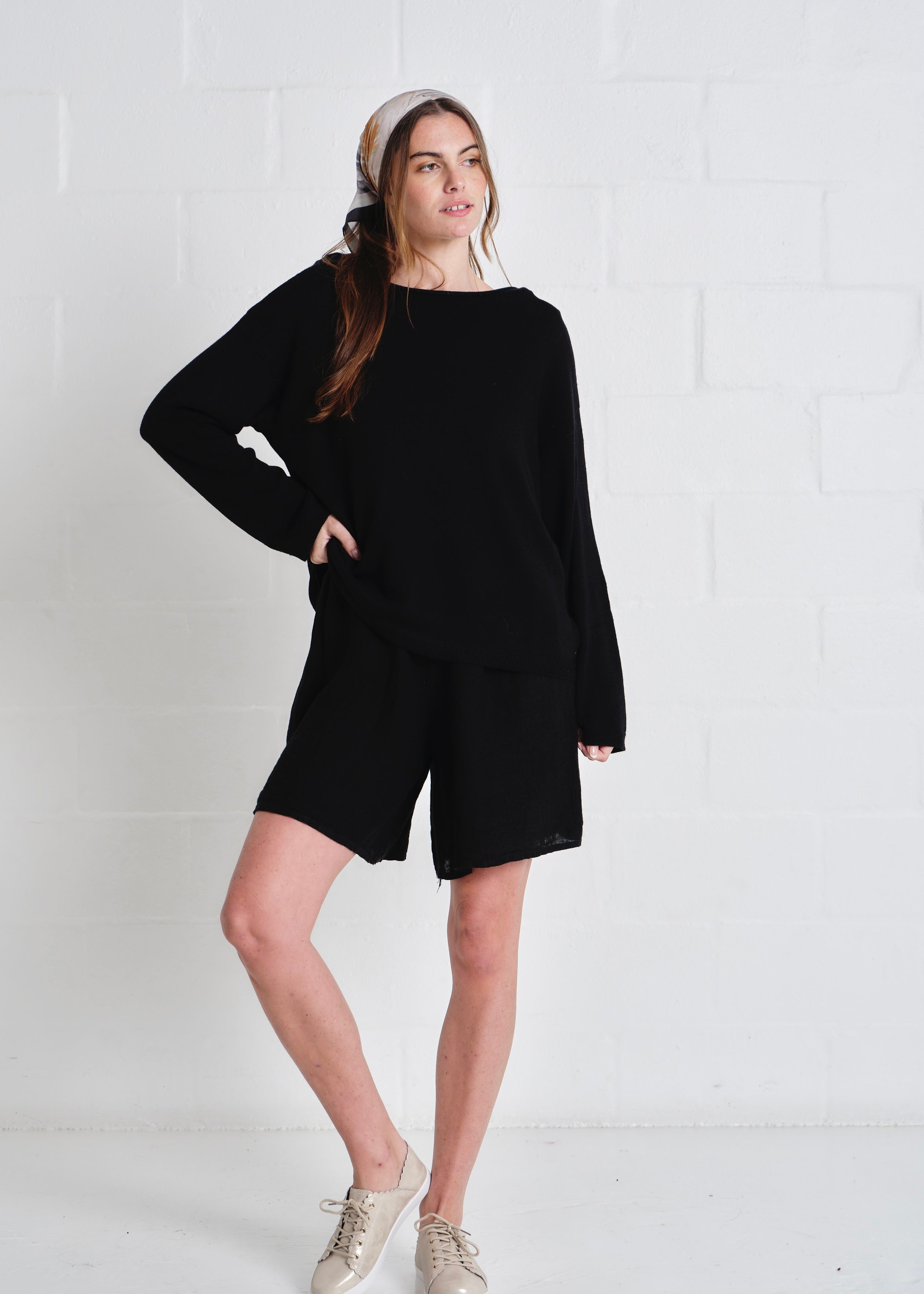 Modesto Fine Gauge Boxy Knit In Black