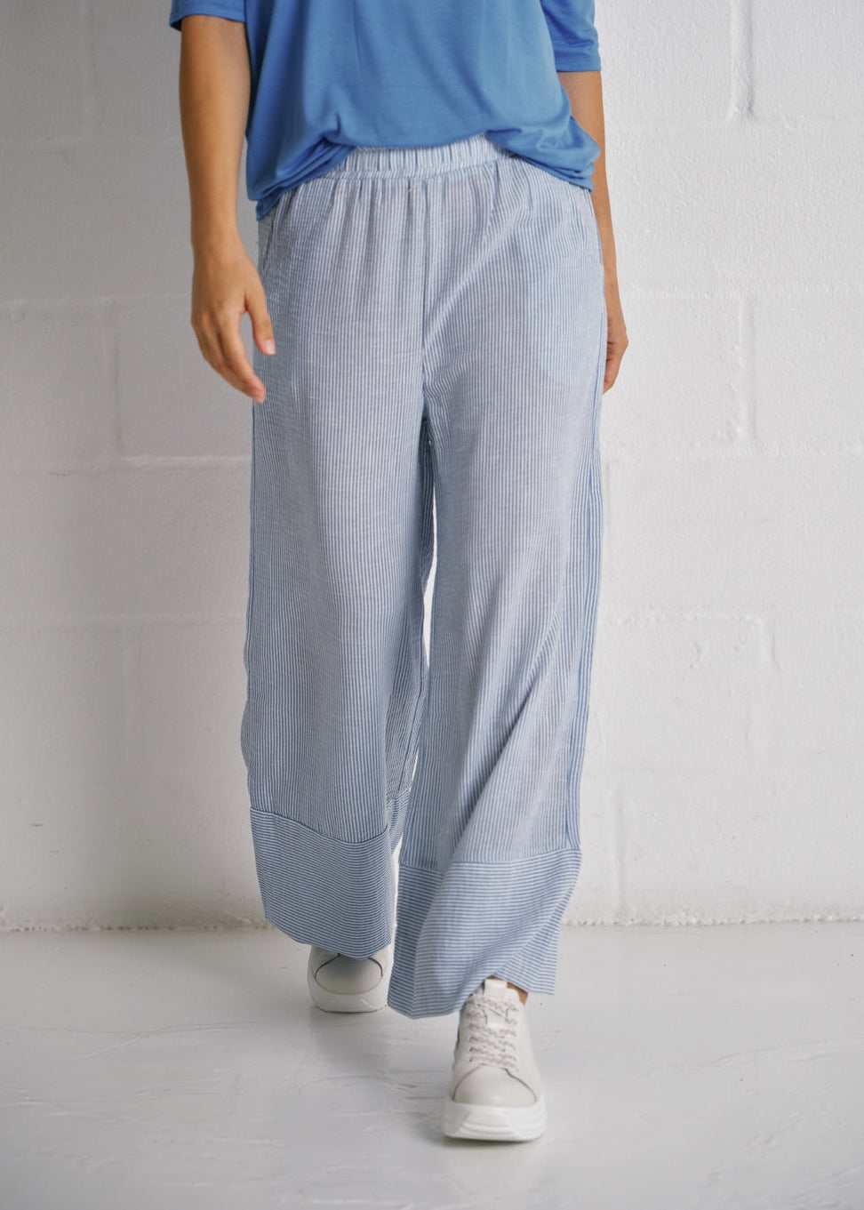 Mykonos Wide Leg Pants In Blue Stripe