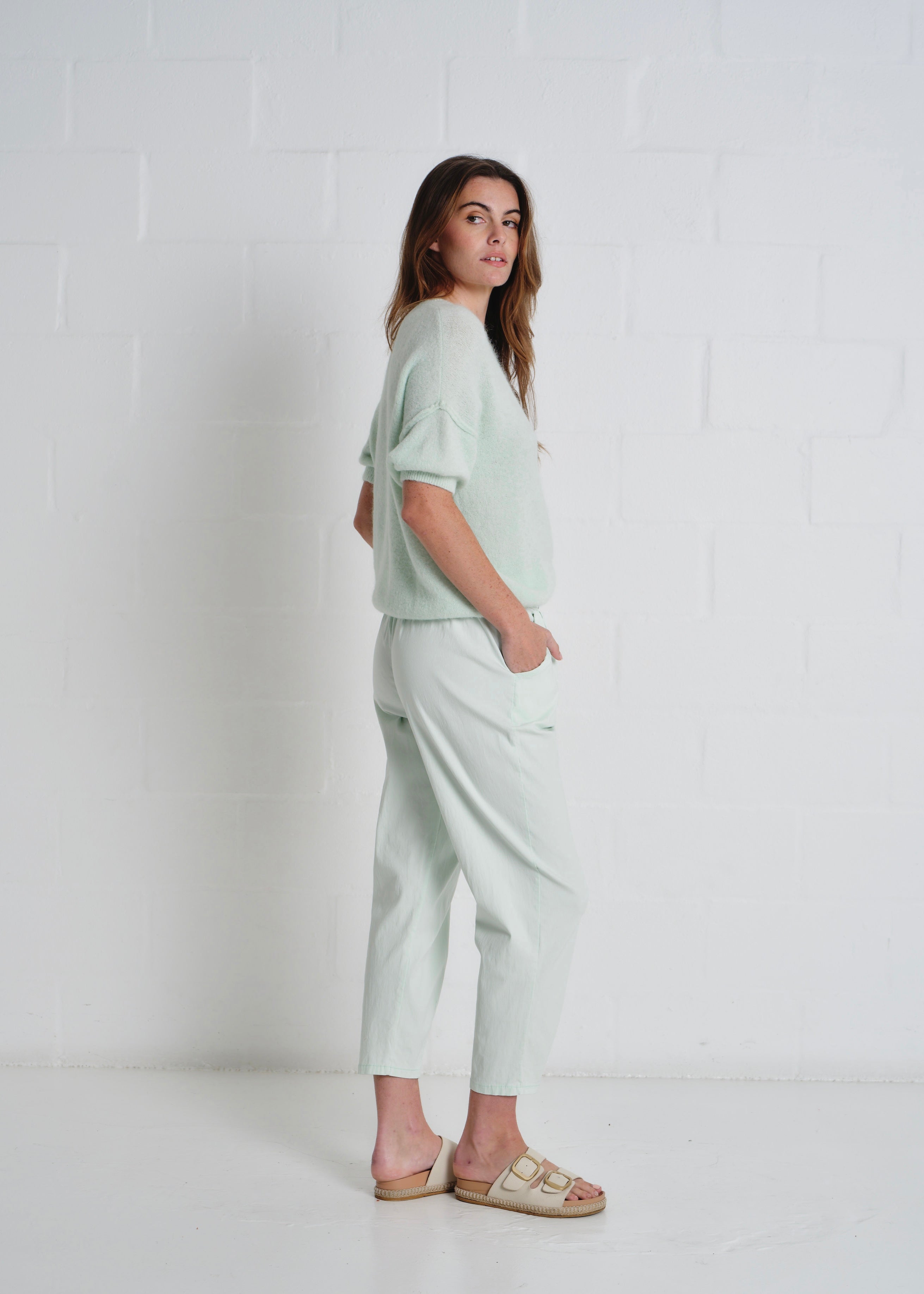 Cocoa Italian Tapered Pants In Mint