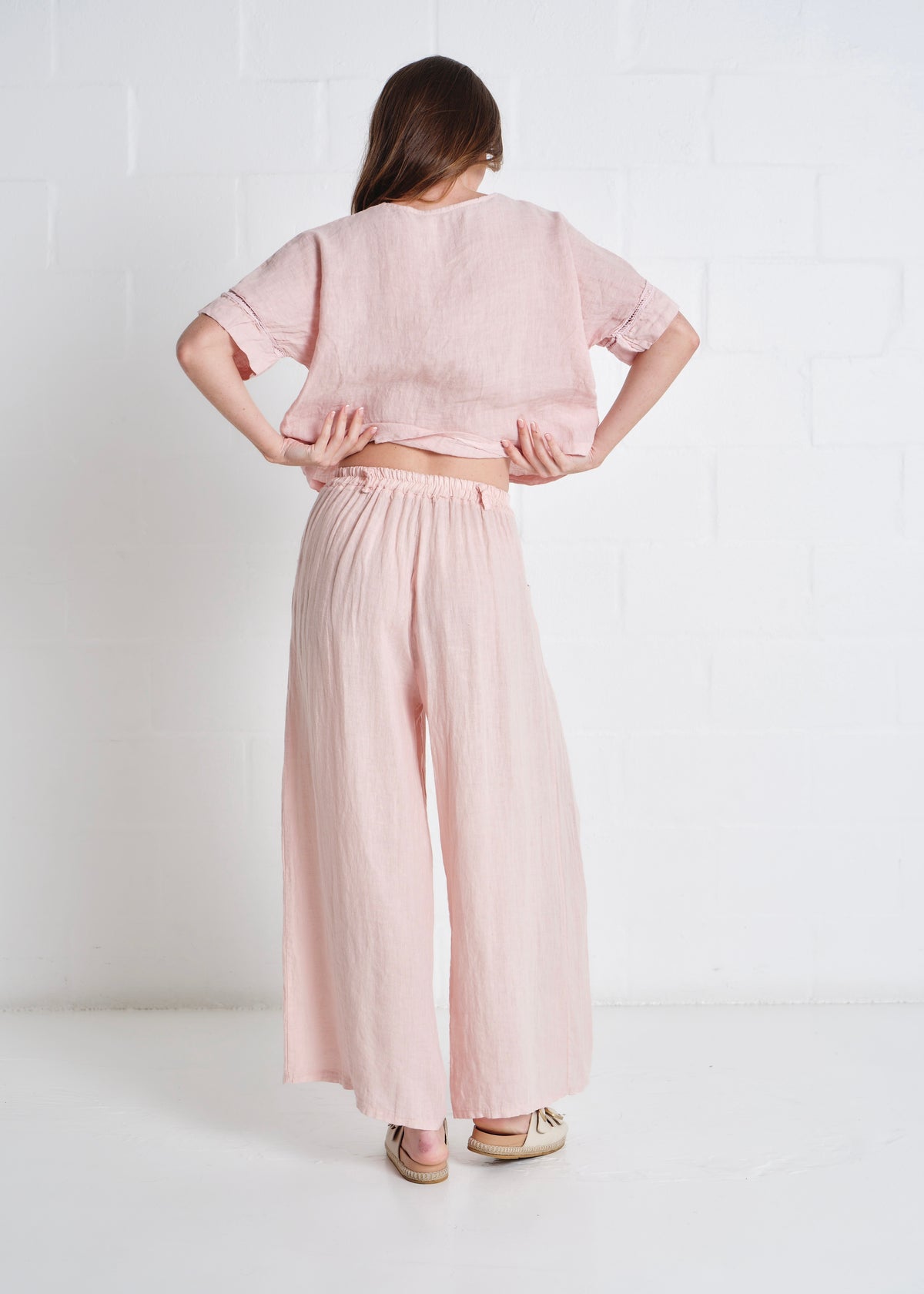 Havana Palazzo Pants With Pockets In Blush