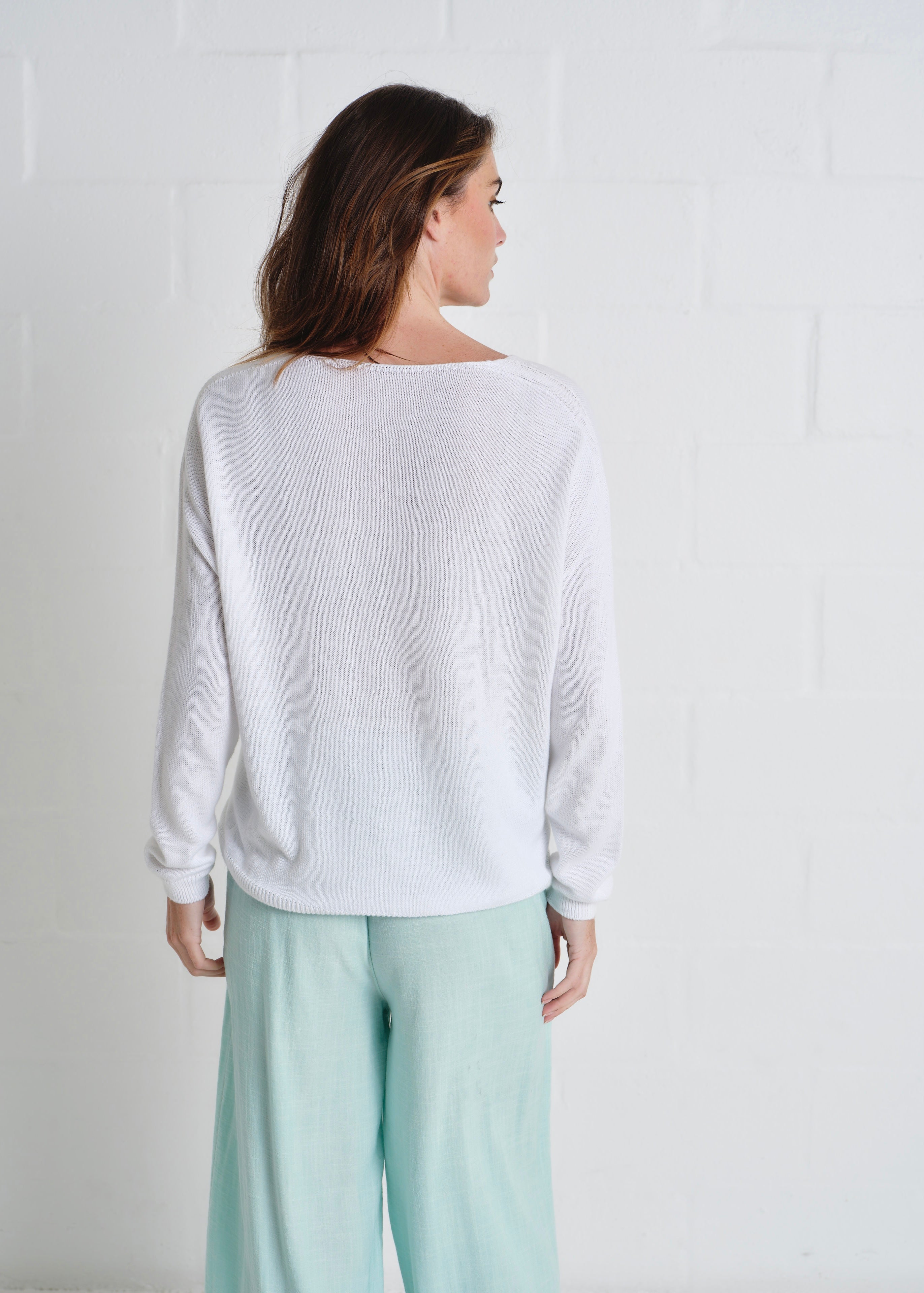 Jeanne Cotton Button Cardigan In White