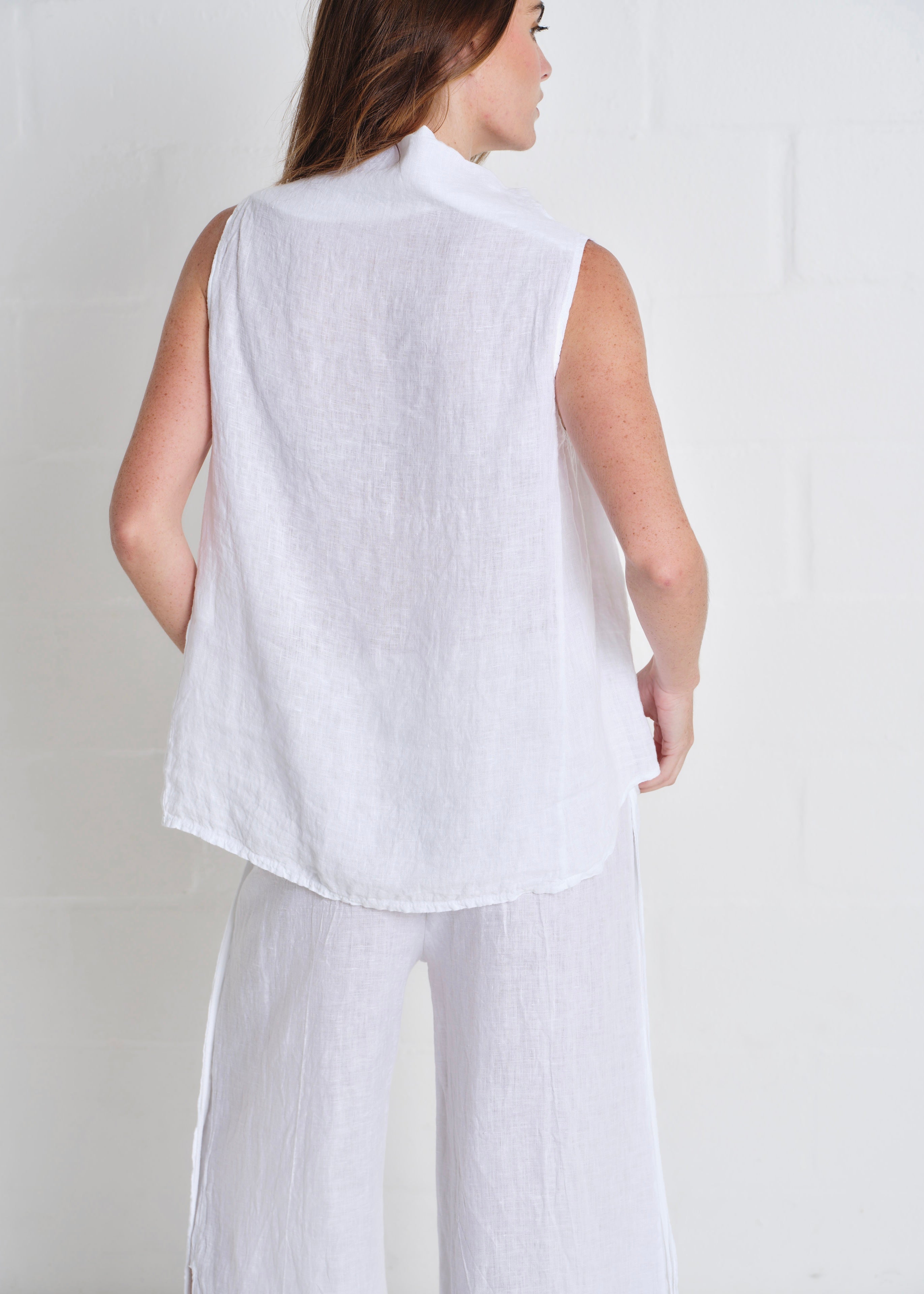 Laurent Cowl Neck Vest In White