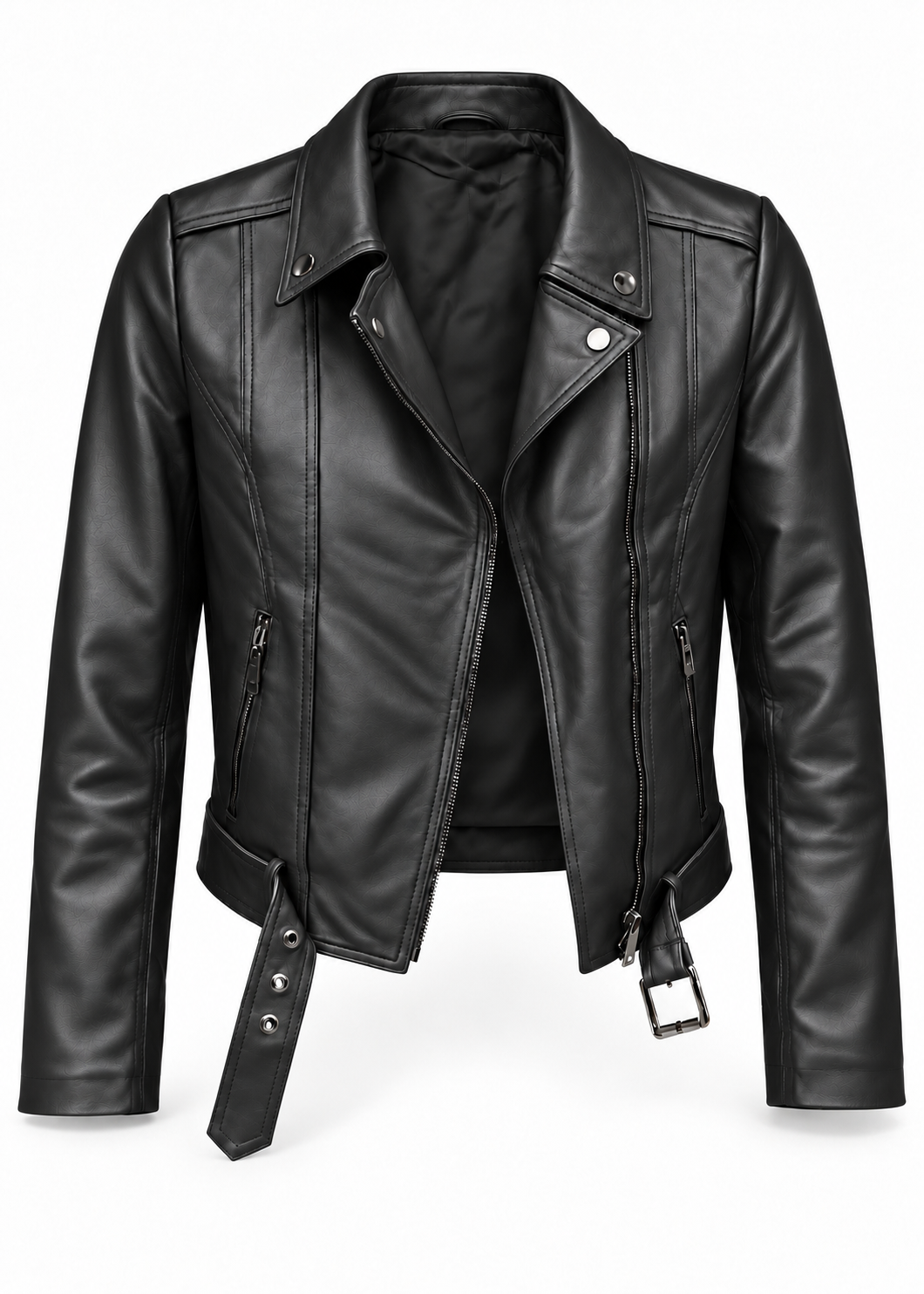 The Accomplice Genuine Lambskin Leather Biker Jacket in Jet Black