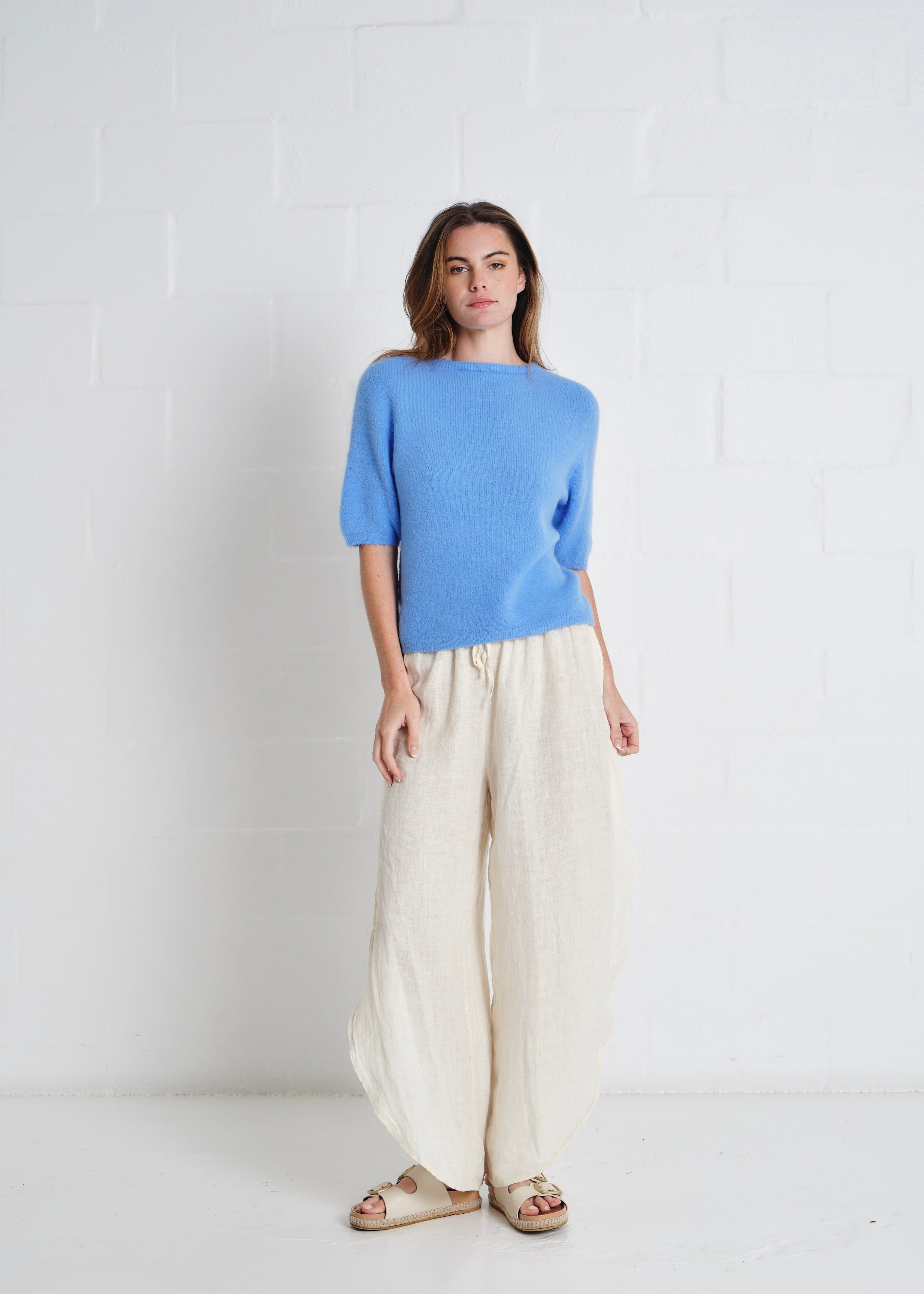 Chamonix SS Round Neck Alpaca Knit In Bright Blue