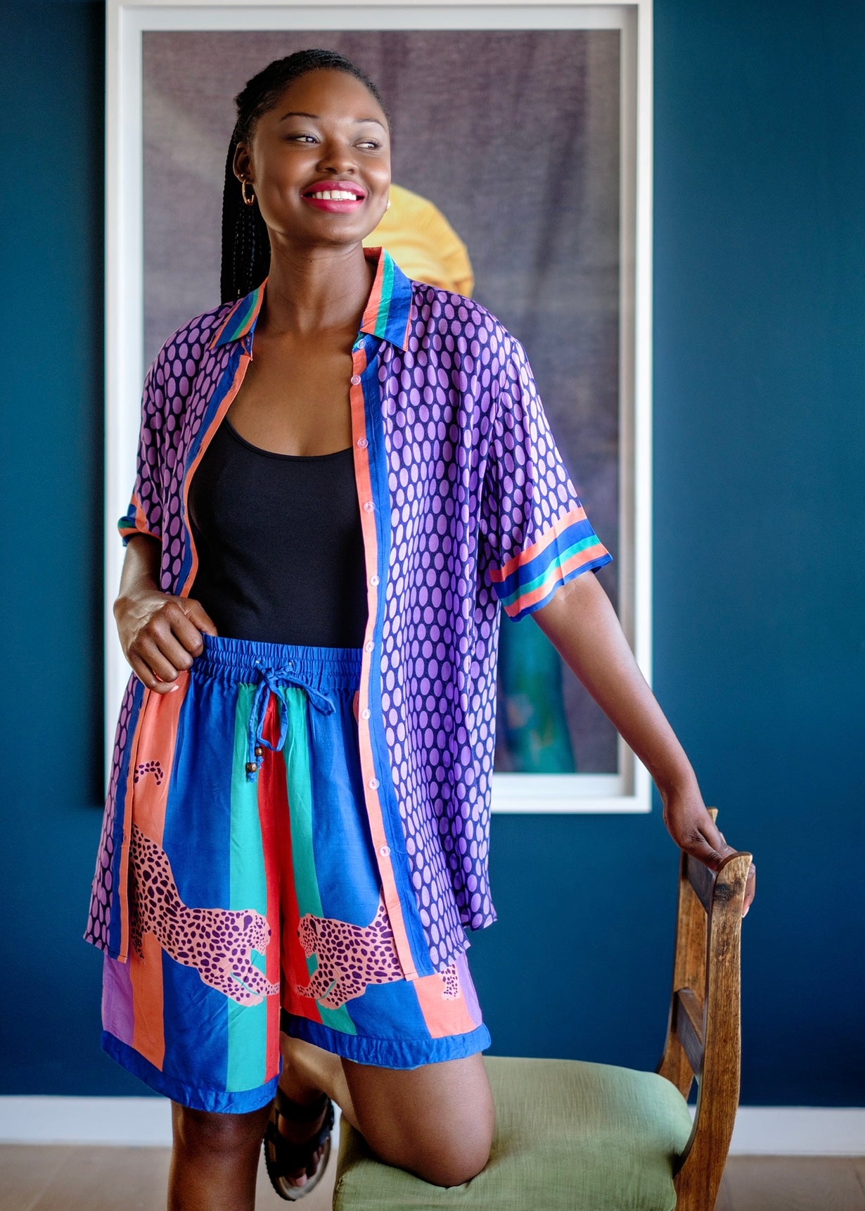 Thandi Playsuit Shorts Set In Purple