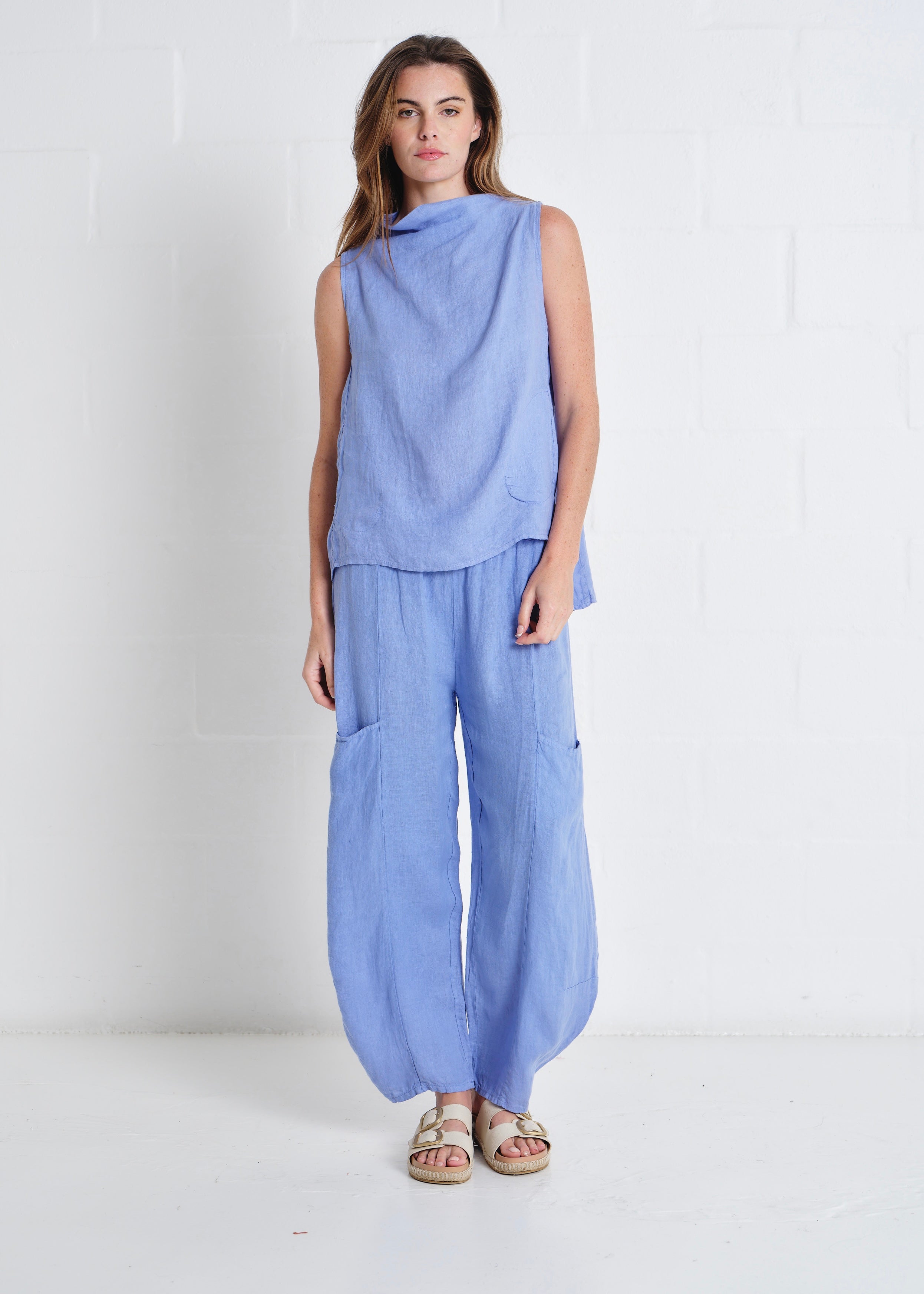 Laurent Cowl Neck Vest In Blue