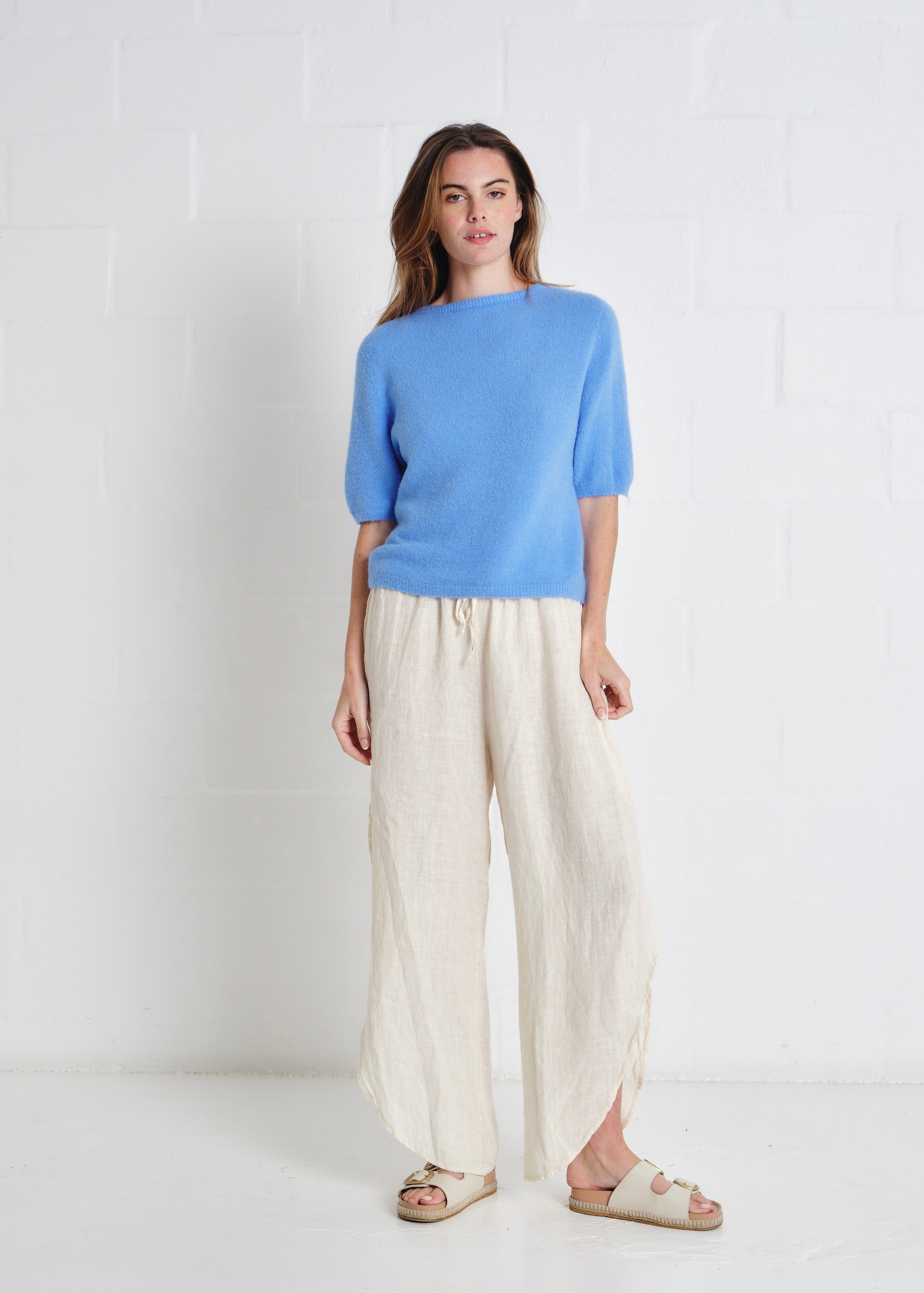 Chamonix SS Round Neck Alpaca Knit In Bright Blue