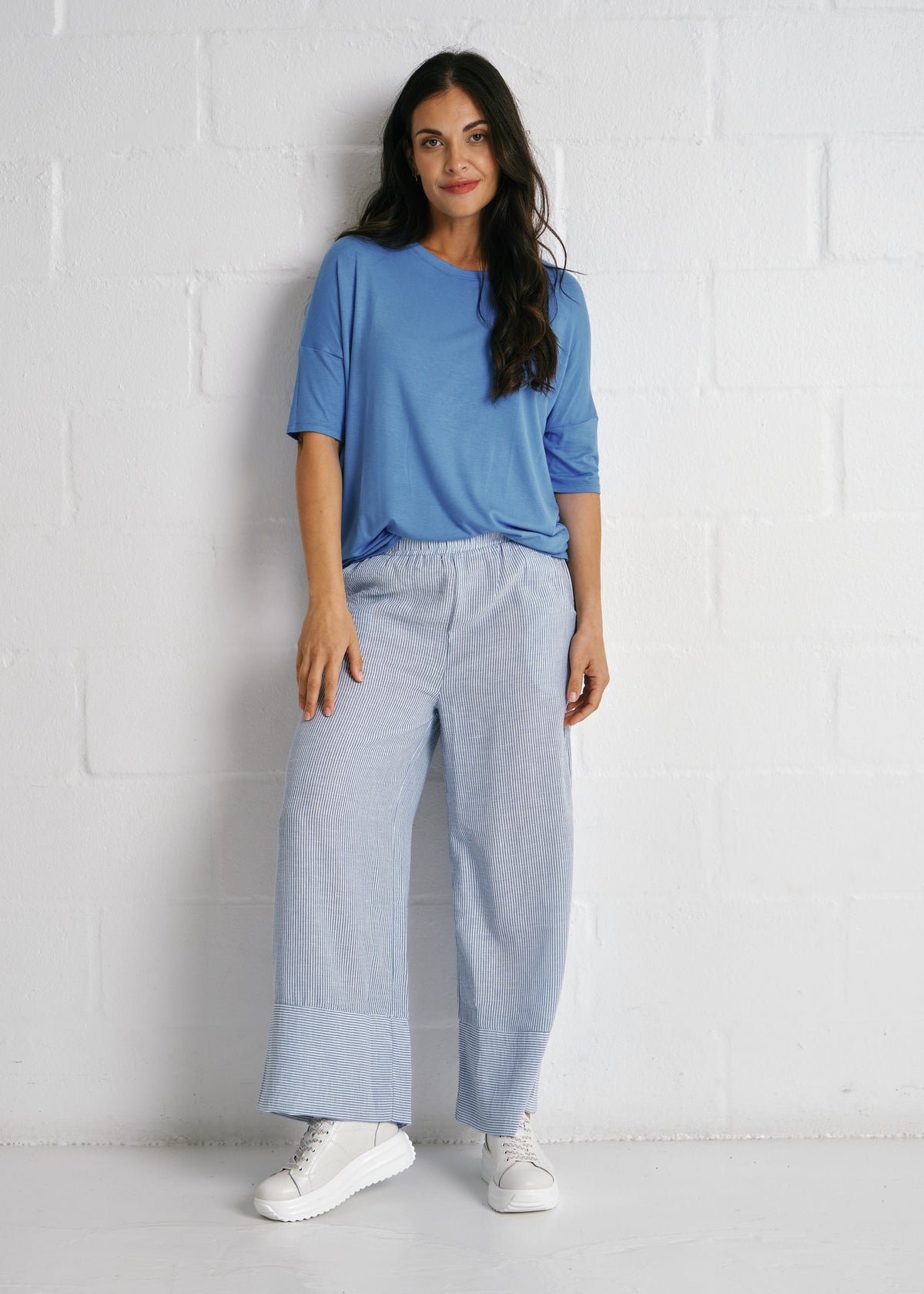 Mykonos Wide Leg Pants In Blue Stripe