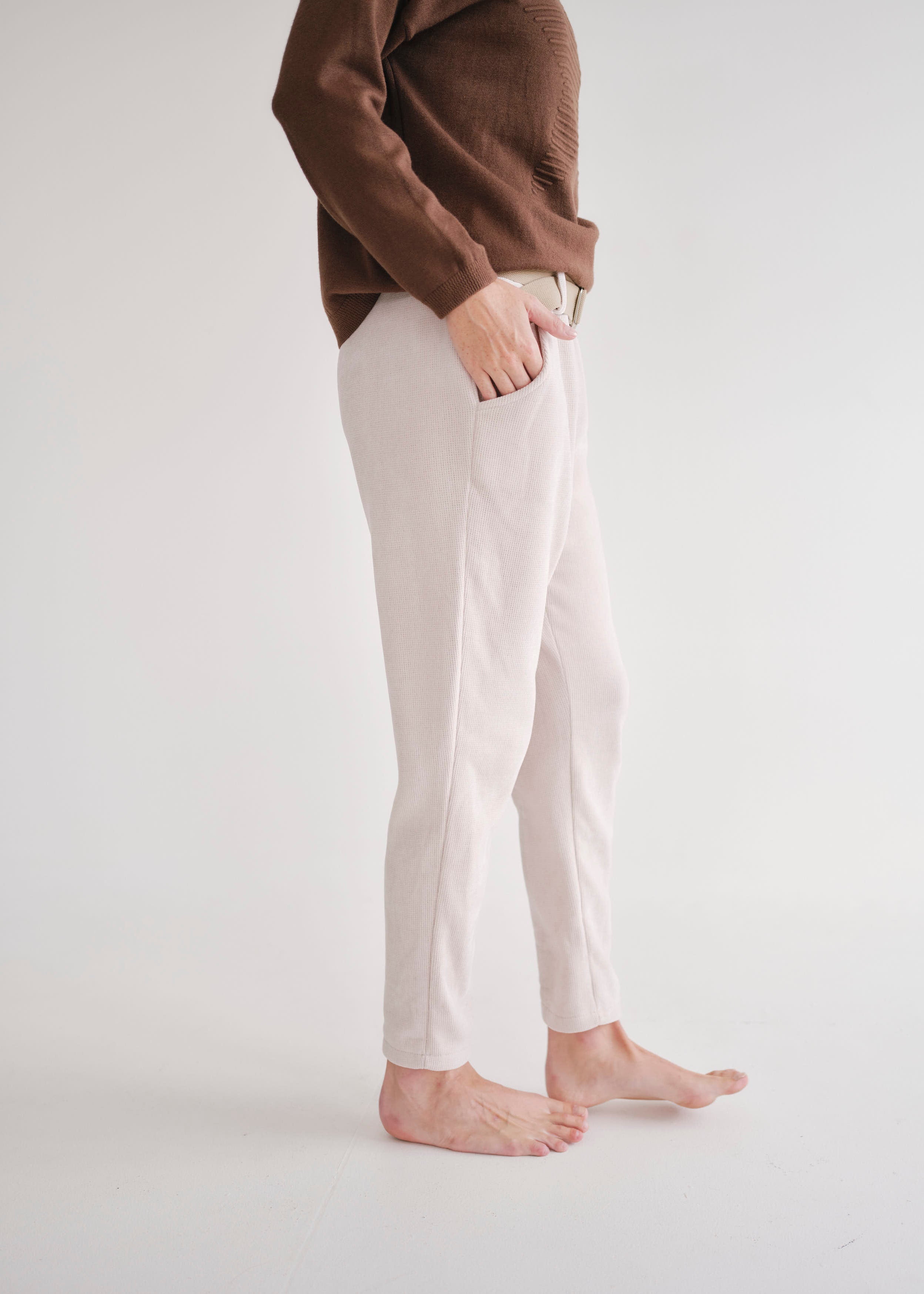 Italian Velour Joggers In Cream