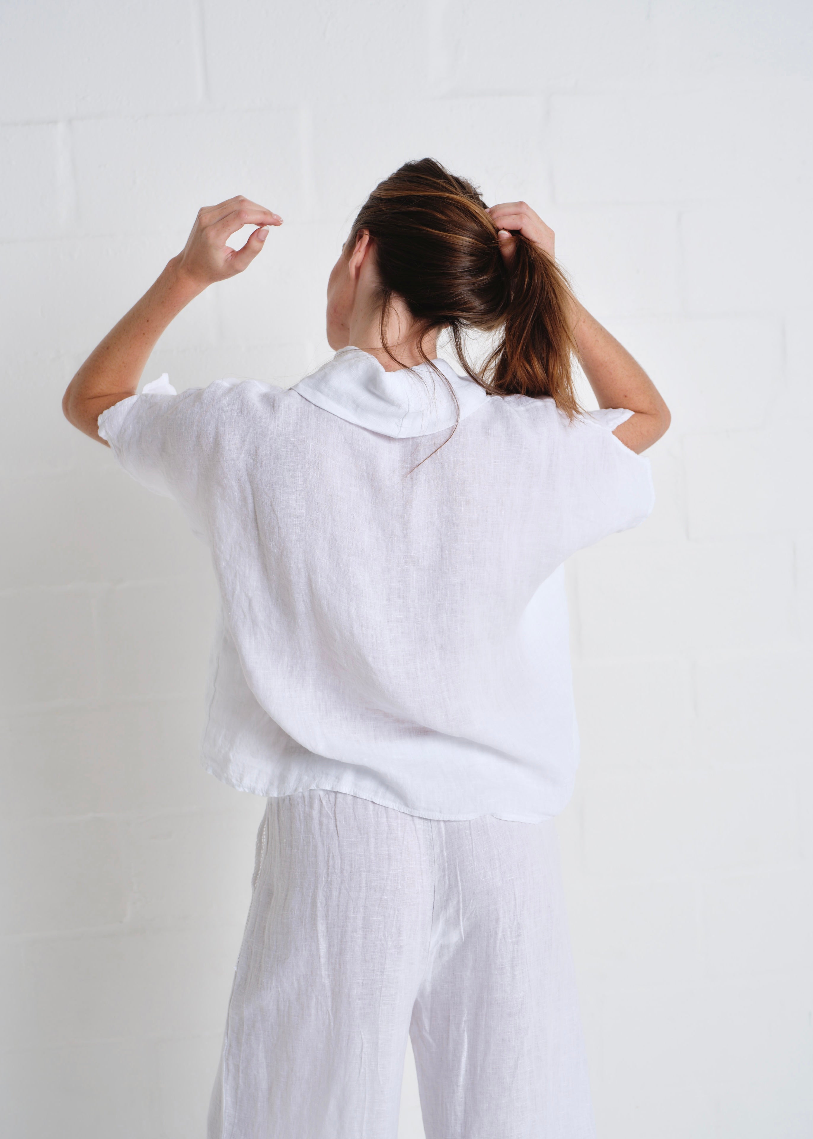 Laurent Cowl Neck Top In White