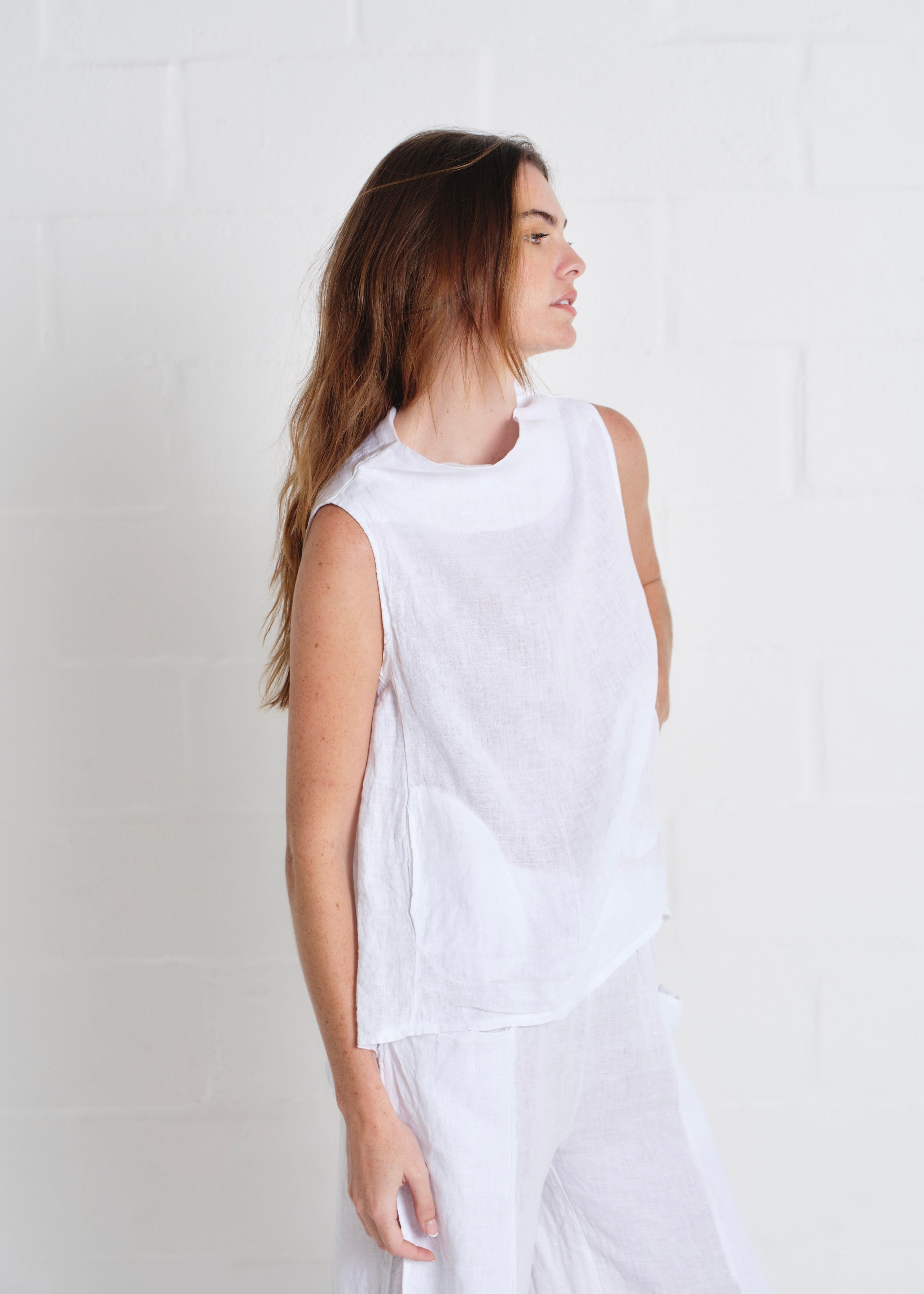 Laurent Cowl Neck Vest In White