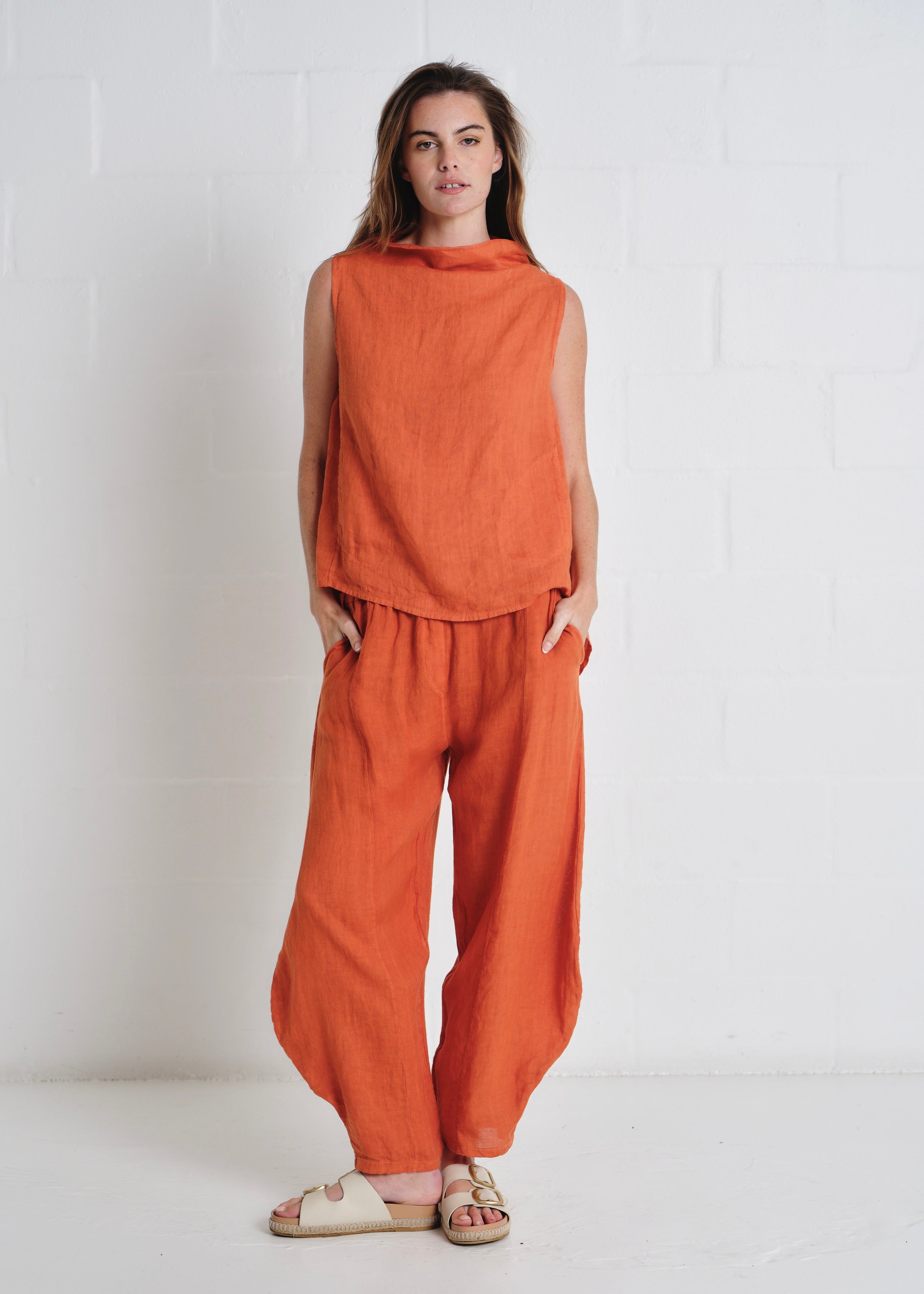 Laurent Cowl Neck Vest In Rust